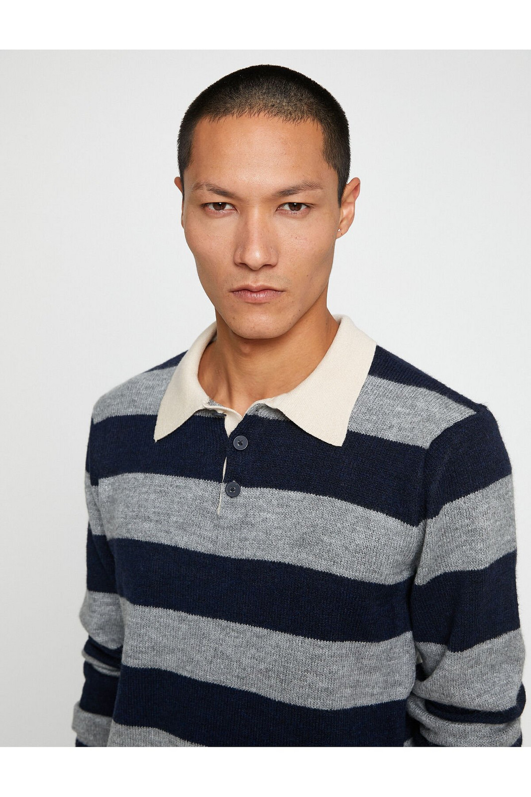 Koton Basic Knitwear Sweater Polo Collar Button Detailed