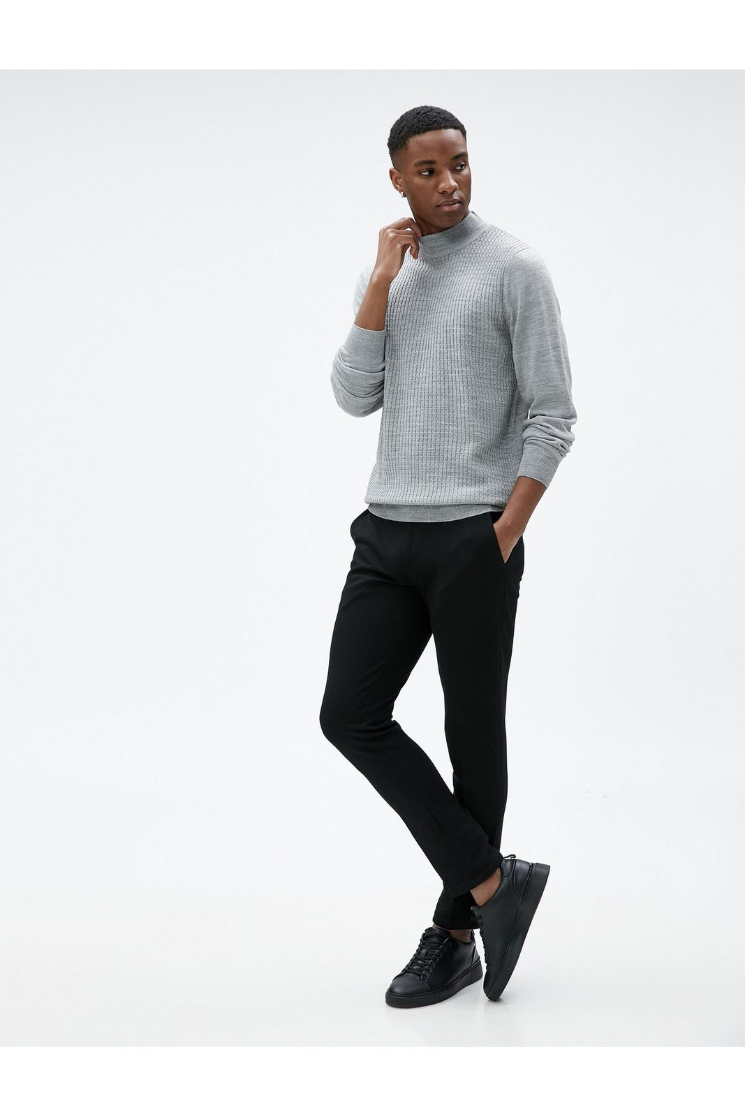 Koton Half Turtleneck Sweater Knitwear Textured Slim Fit Long Sleeve