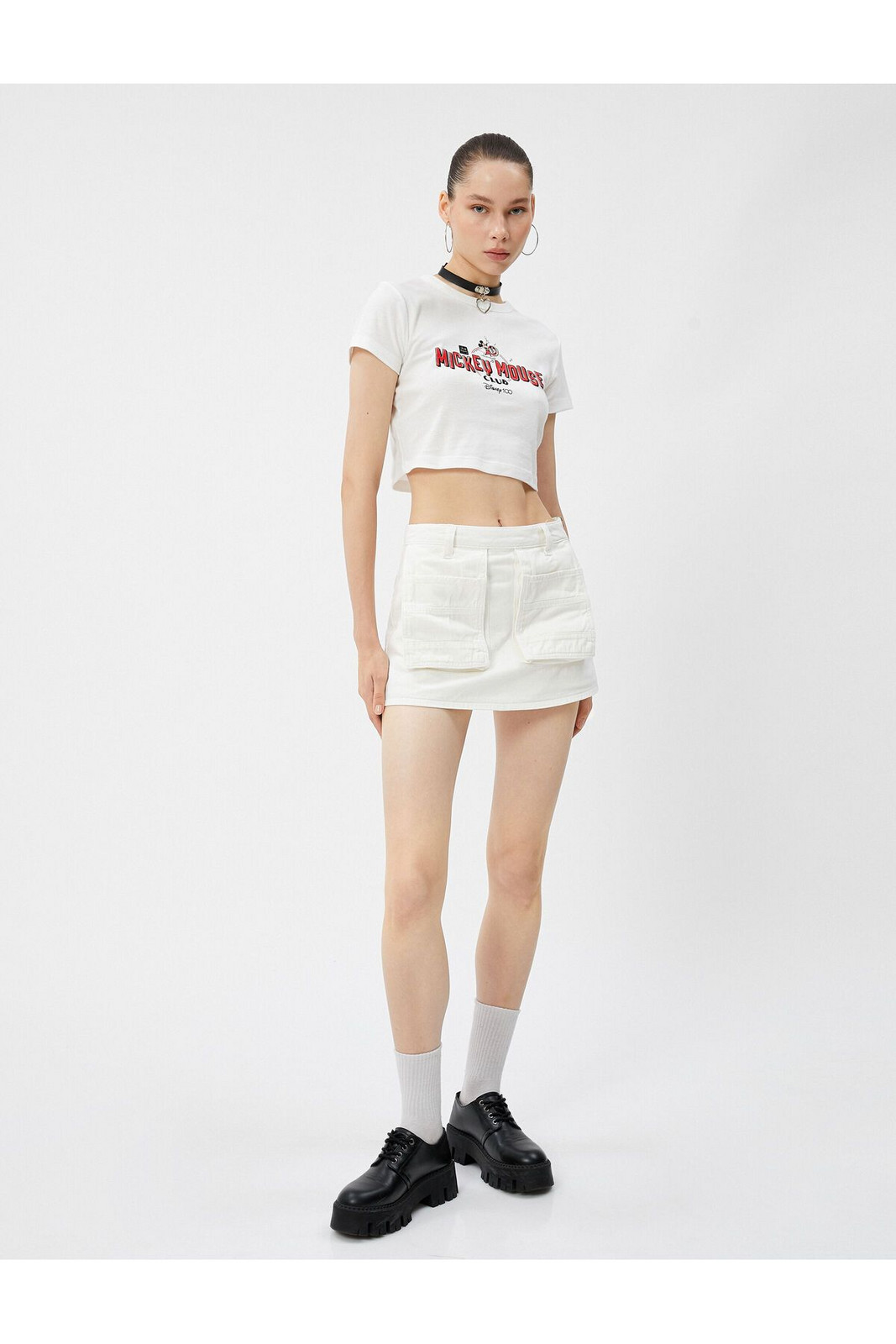 Koton Cargo Mini Shorts Skirt Pocket Cotton