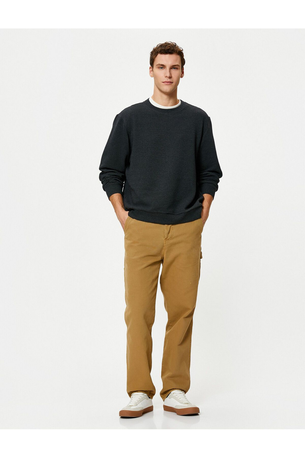 Koton Basic Sweater Crew Neck Long Sleeve with Fabric Detail