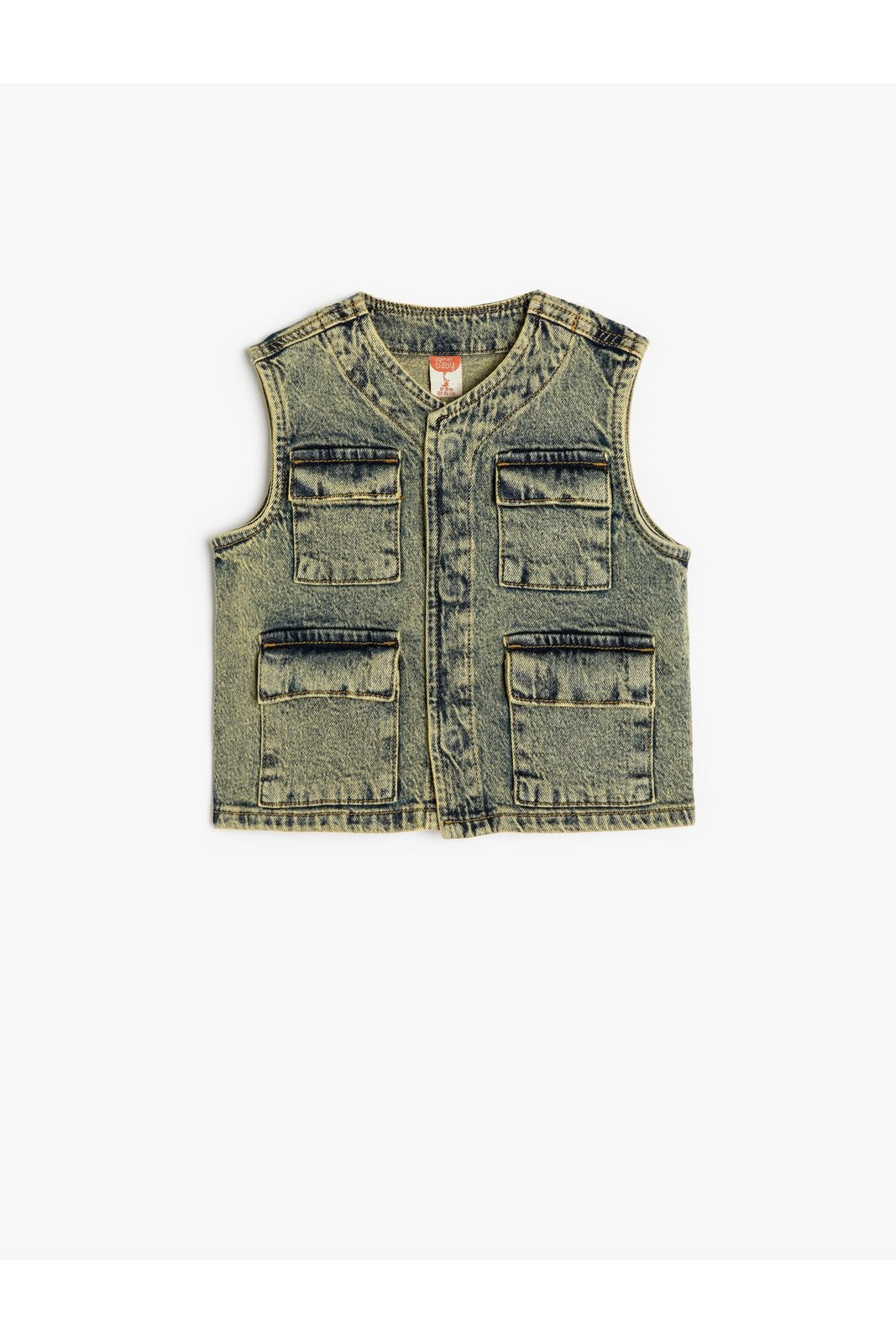 Koton Biker Denim Vest Sleeveless with Flap Pocket