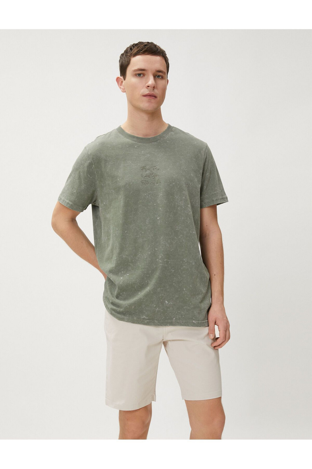 Koton Basic Gabardine Shorts Faded Effect Buttoned Cotton