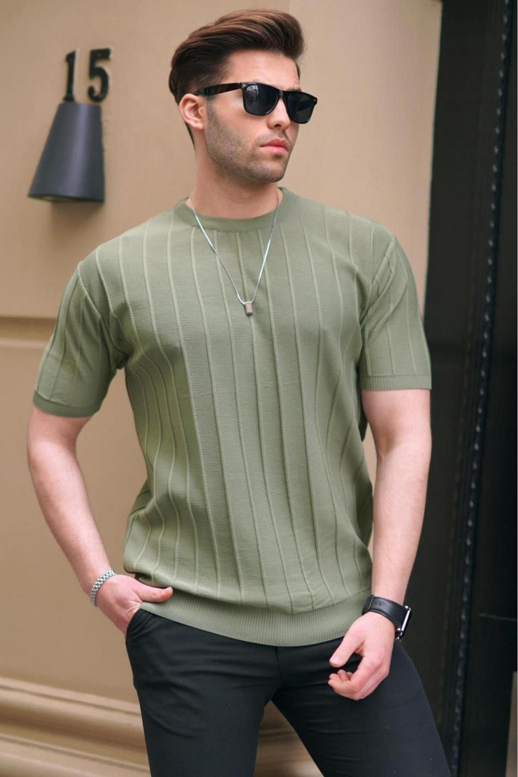 Madmext Men's Mint Green T-Shirt 5684