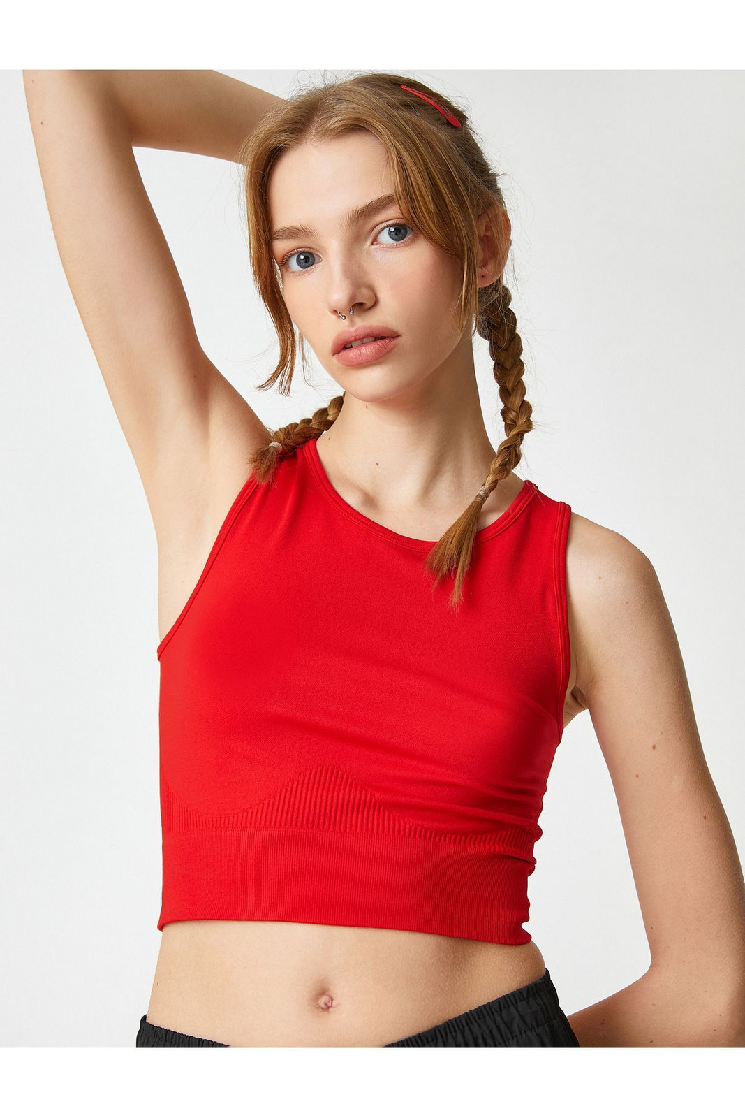 Koton Halter Neck Undershirt Crop Basic Sleeveless Ribbed