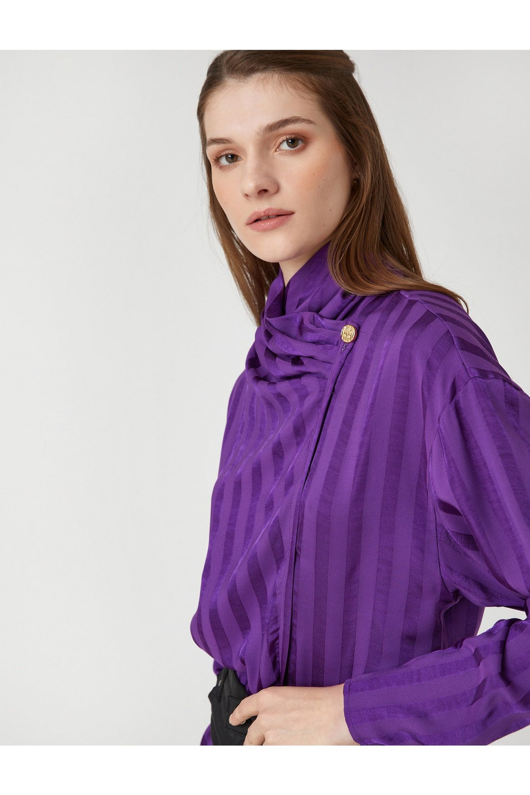 Koton Draped Collar Buttoned Blouse