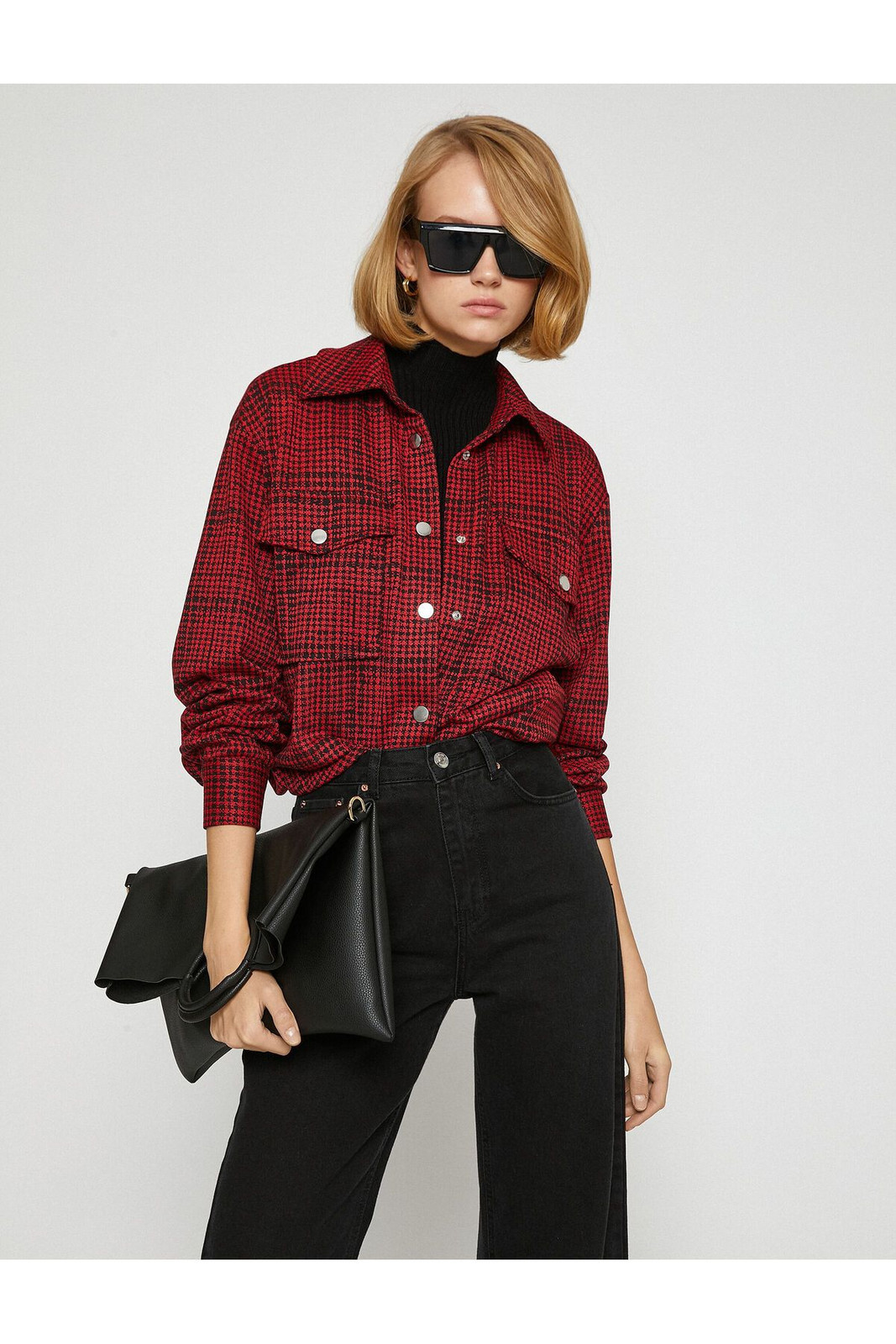 Koton Lumberjack Shirt Jacket with Pockets and Snaps