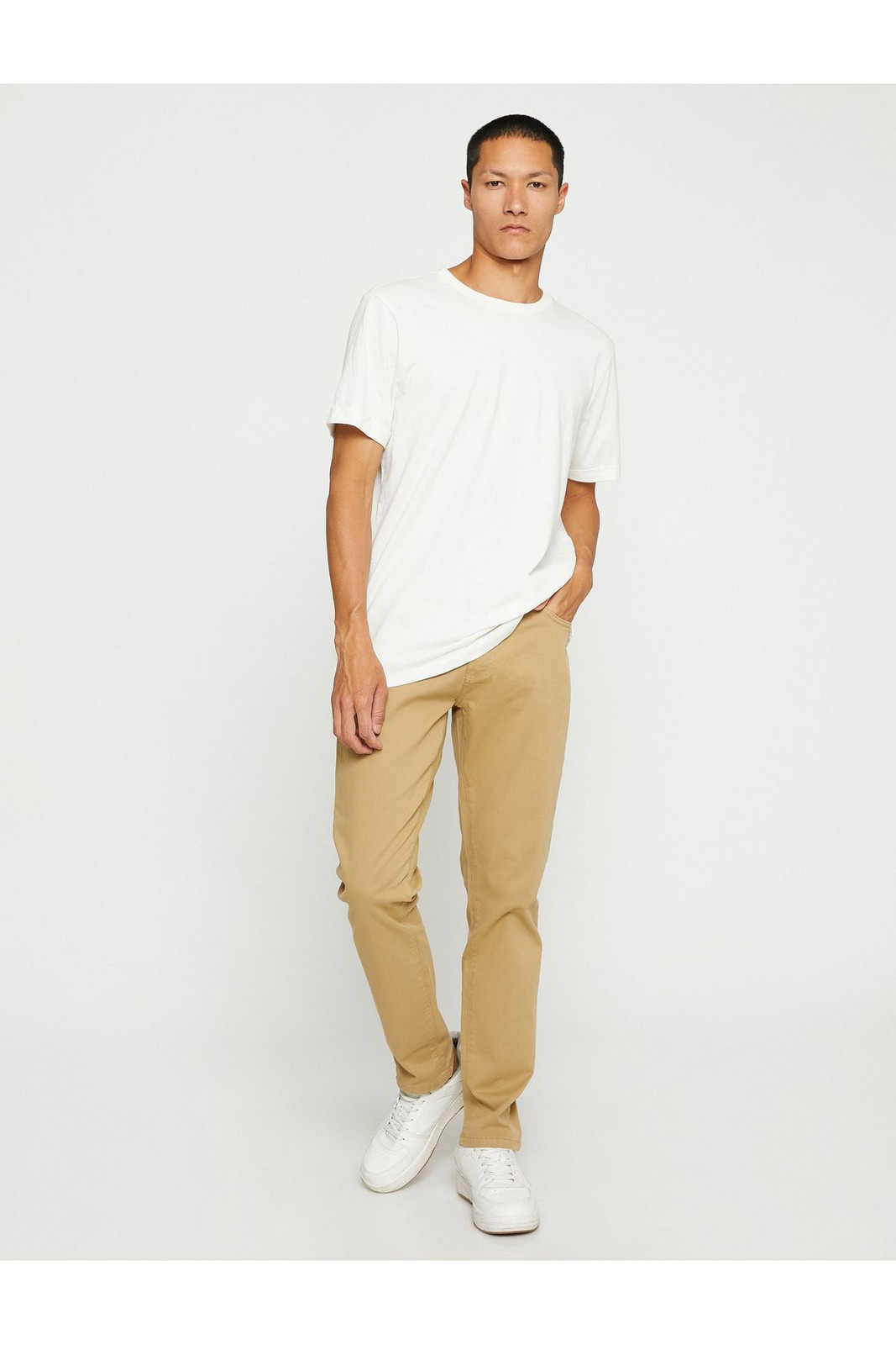 Koton Basic Gabardine Trousers Slim Fit Button Detailed