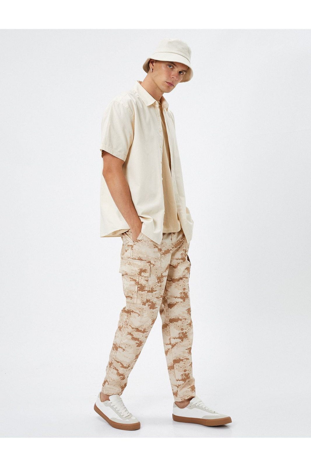 Koton Cargo Pants Camouflage Printed Pocket Detailed Lace Waist