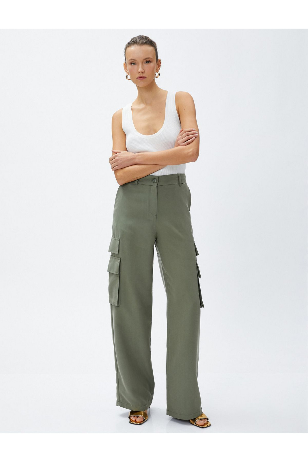 Koton Cargo Pants Wide Leg Modal Blended