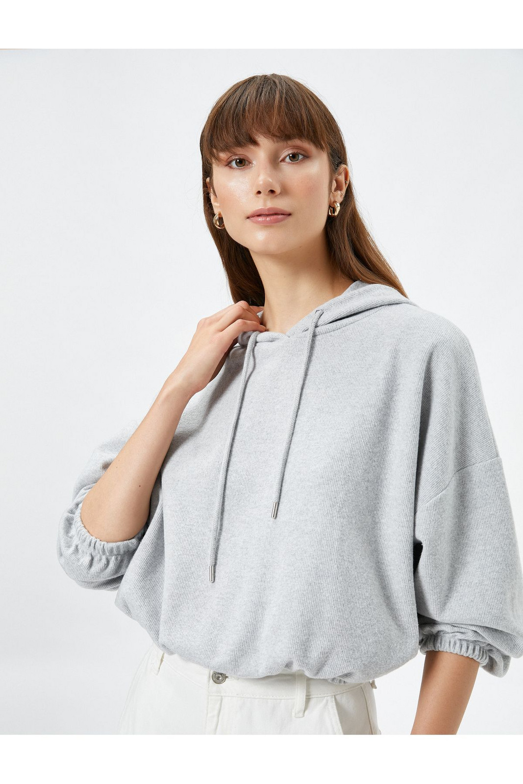 Koton Hooded Sweatshirt with Elastic Waist and Wrists