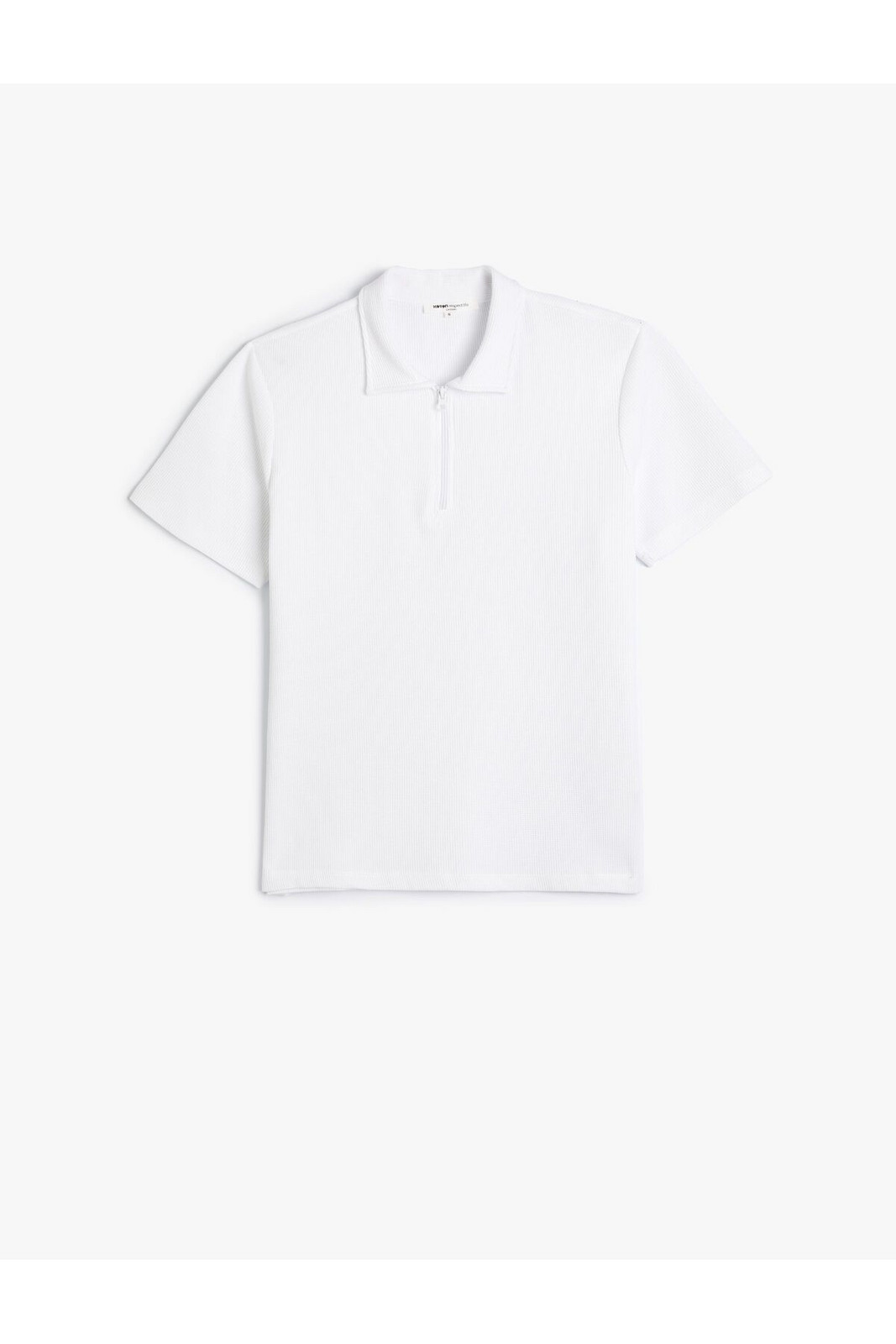 Koton Half Zipper Polo T-Shirt Short Sleeve Textured