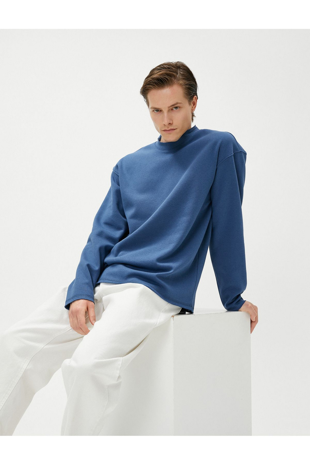 Koton 4WAM70124MK Men's Cotton Sweatshirt BLUE