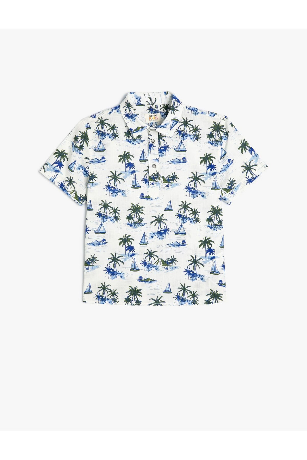 Koton Boy's Short Sleeve Shirt Palm Printed Cotton