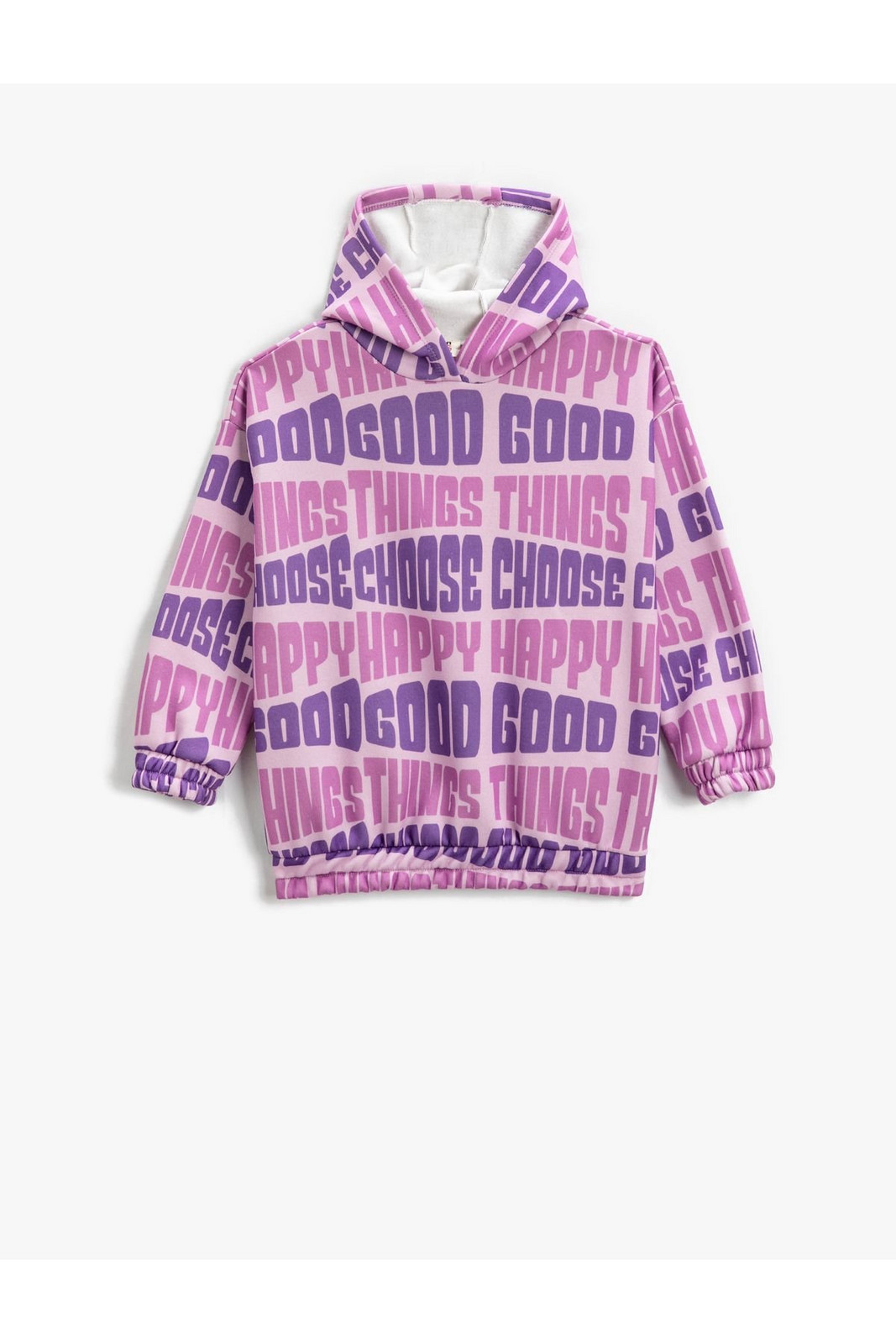 Koton Hooded Sweatshirt Slogan Themed Printed Elastic Cuffs And Waist