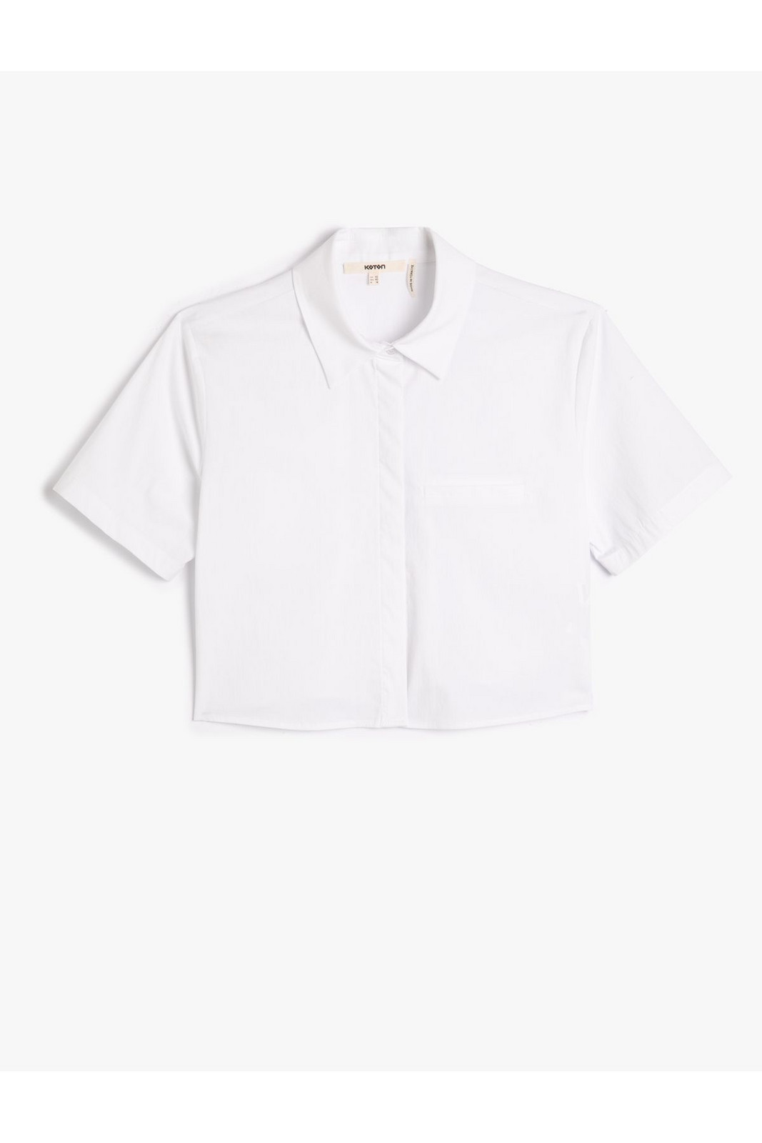 Koton Crop Short Sleeve Shirt Buttoned Pocket Detail