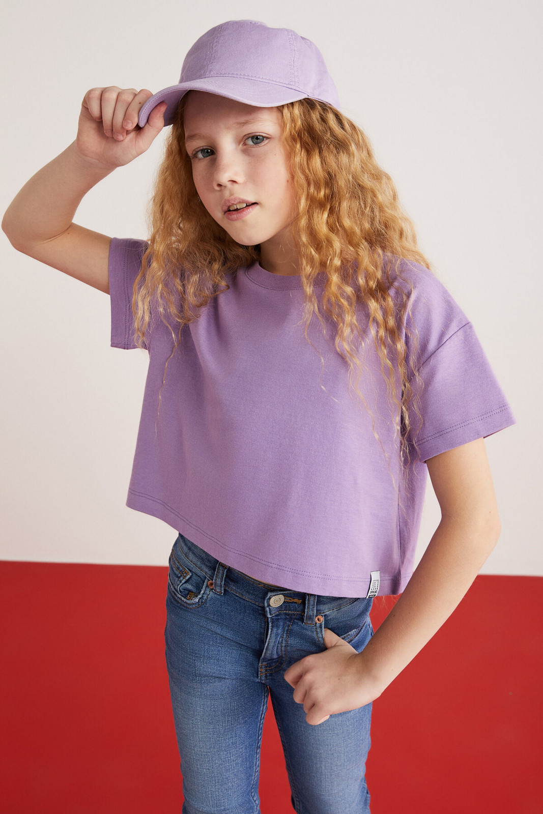 GRIMELANGE HEIDA-GRM24022- 100% cotton trim label girls kids short sleeve tshirt kids tshirt Purple T-Shirt