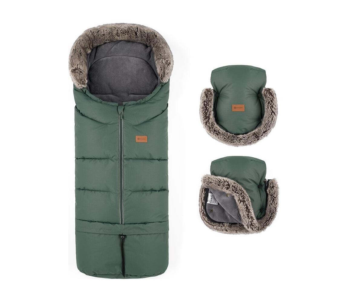 Petite&Mars PETITE&MARS -SADA Dětský fusak 4v1 ARCTIC + rukávníky na kočárek Veritable Khaki