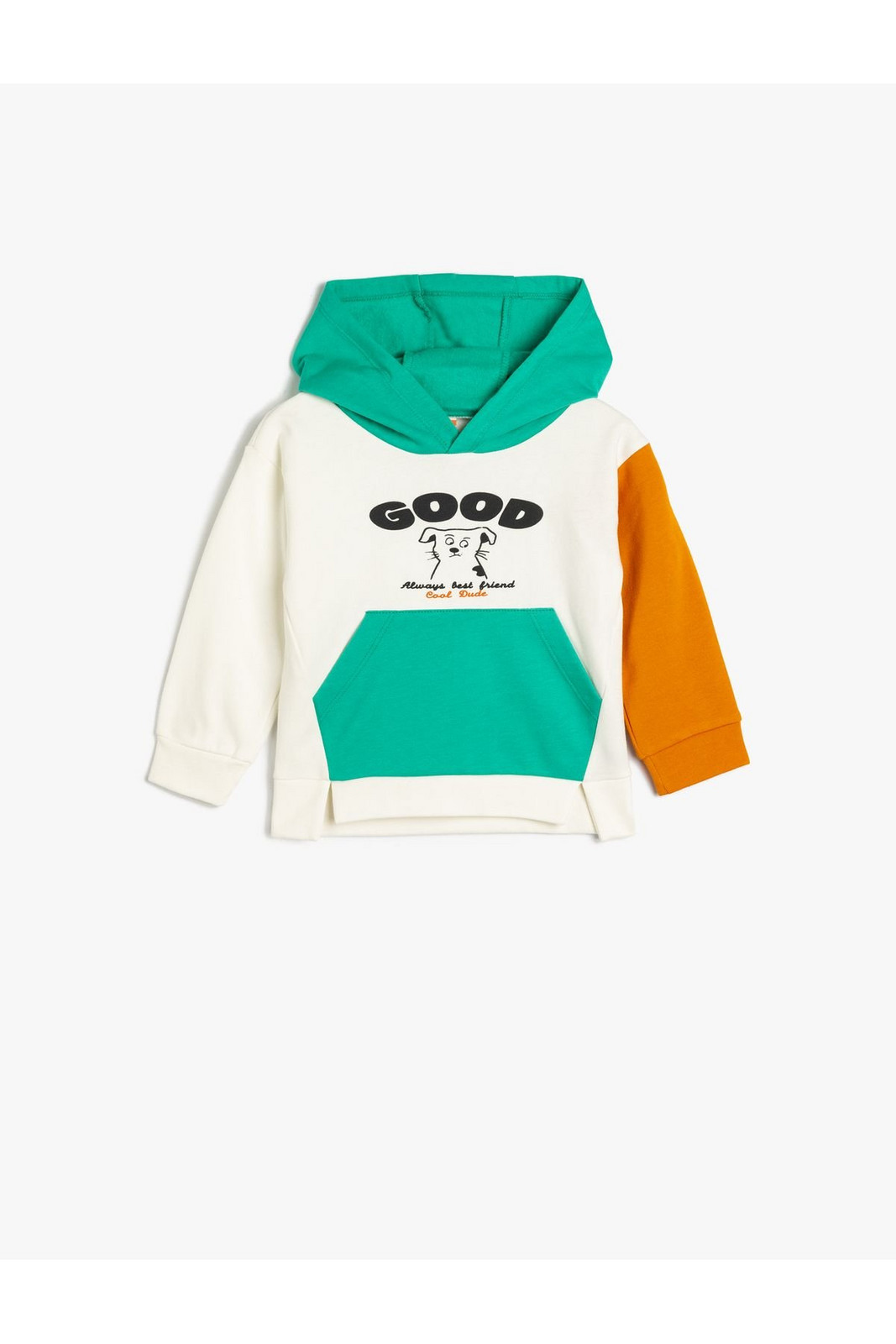 Koton Hoodie Sweat Printed Kangaroo Pocket Color Block Cotton