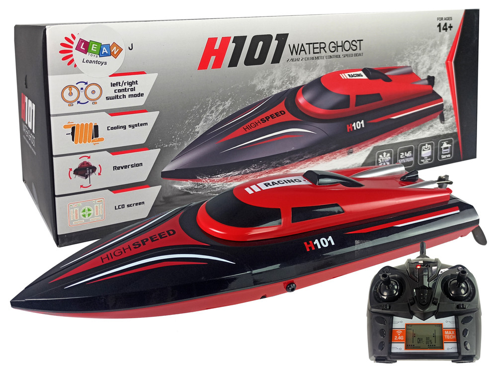 Mamido Motorový člun H101 na dálkové ovládání RC 1:48 2,4 GHz červený