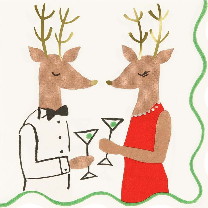 Papírové ubrousky v sadě 16 ks Mr. & Mrs. Reindeer – Meri Meri