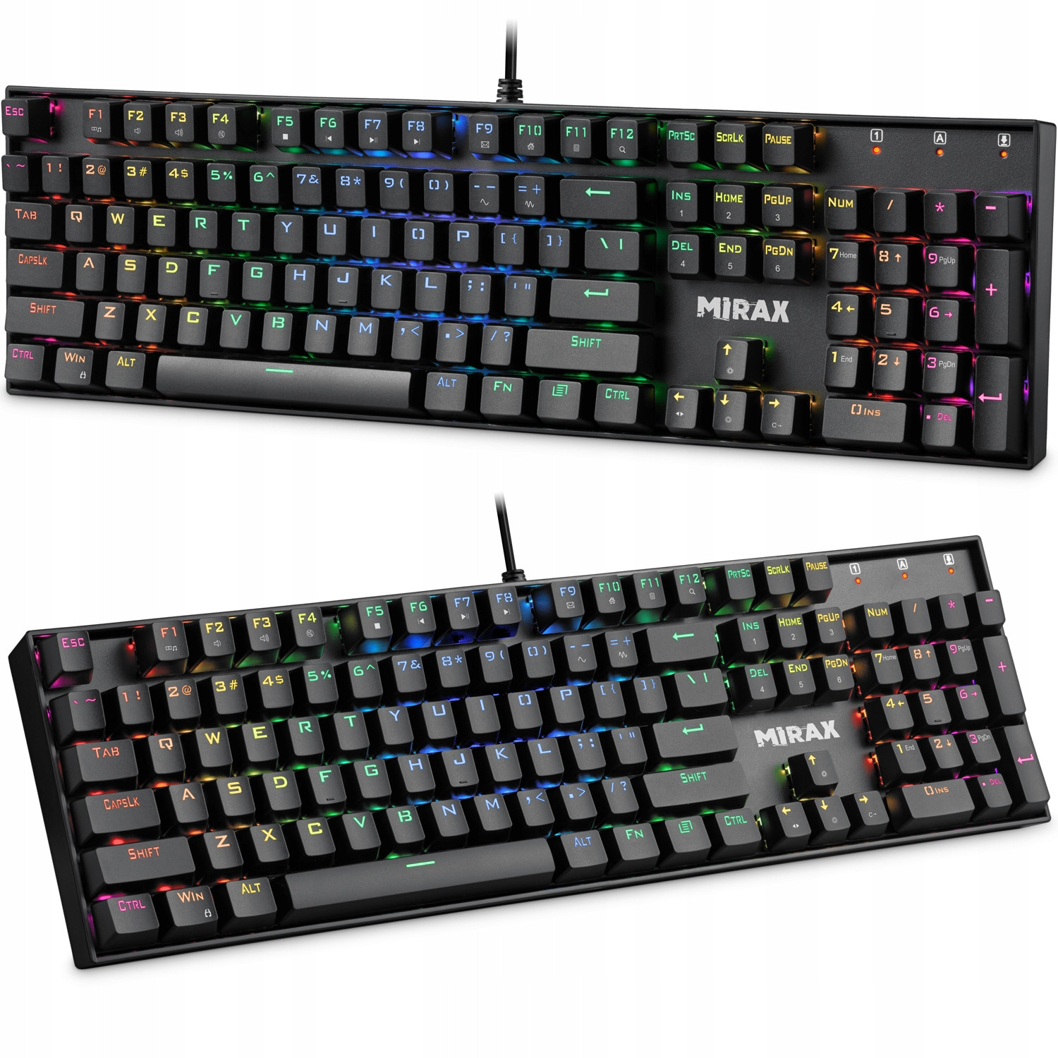 Mechanická herní klávesnice Rgb podsvícená Plnohodnotná Mirax GK-3