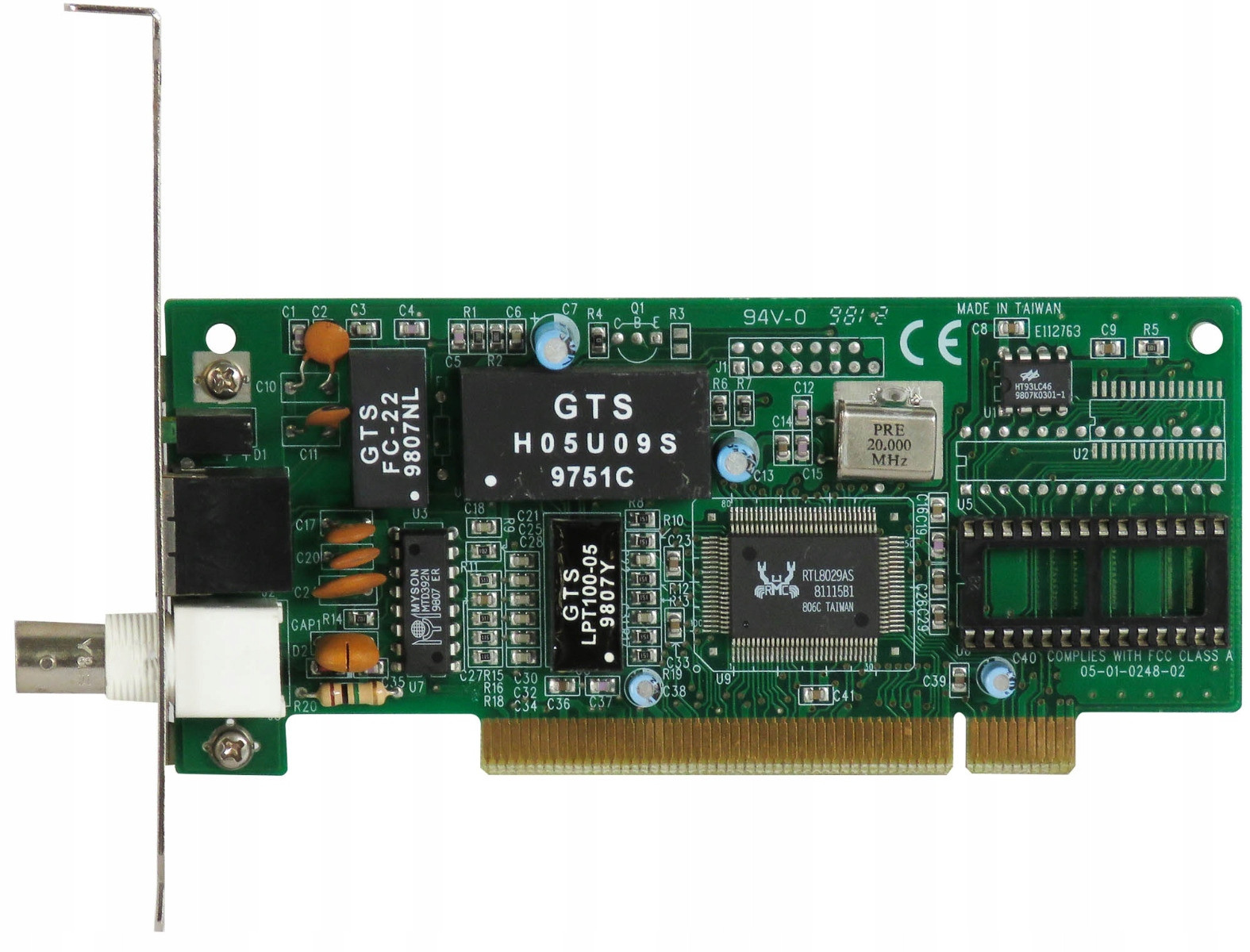 Realtek H05U09S RTL8029AS 18-1C-930E Pci Network Card