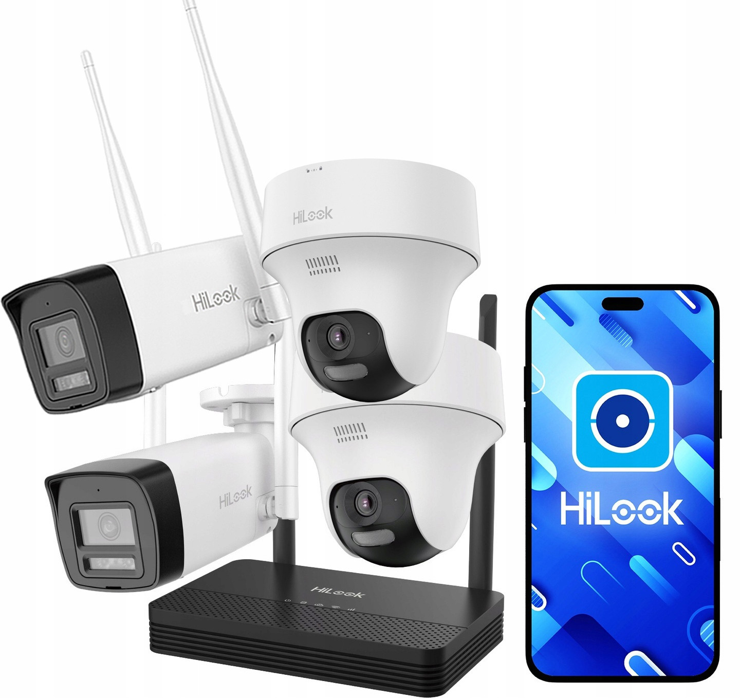 Sada 4 bezdrátových kamer WiFi 4MP HiLook by Hikvision WIFIKIT-BT4-4CH