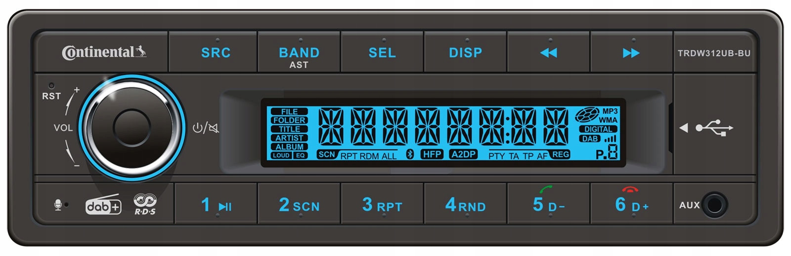 Continental TRDW312UB-BU Bluetooth autorádio Aux MP3 Usb Dab