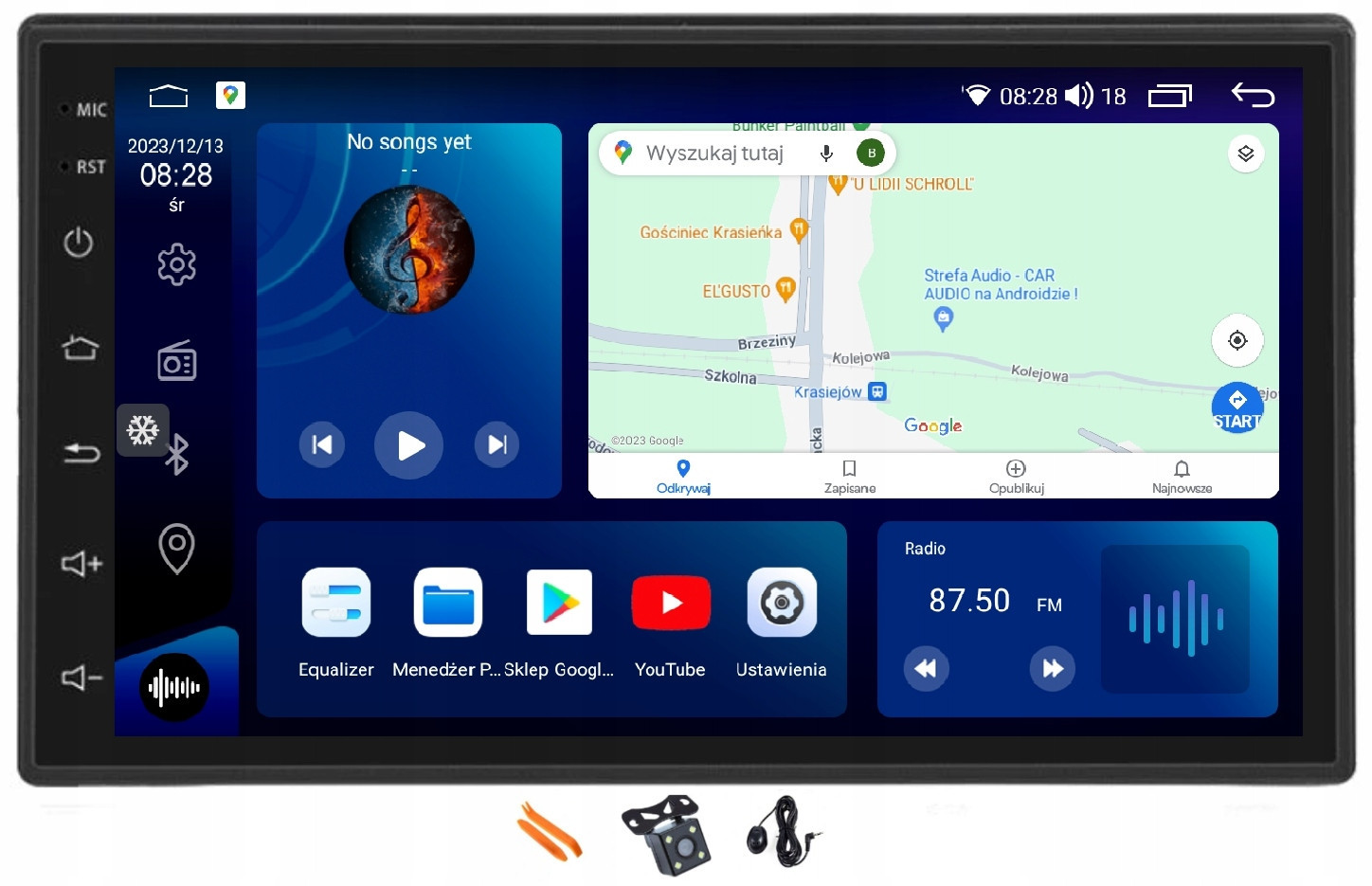 Radio Android Navigace Qled Carplay Lte Dsp 128GB Univerzální 2DIN 7 Palců