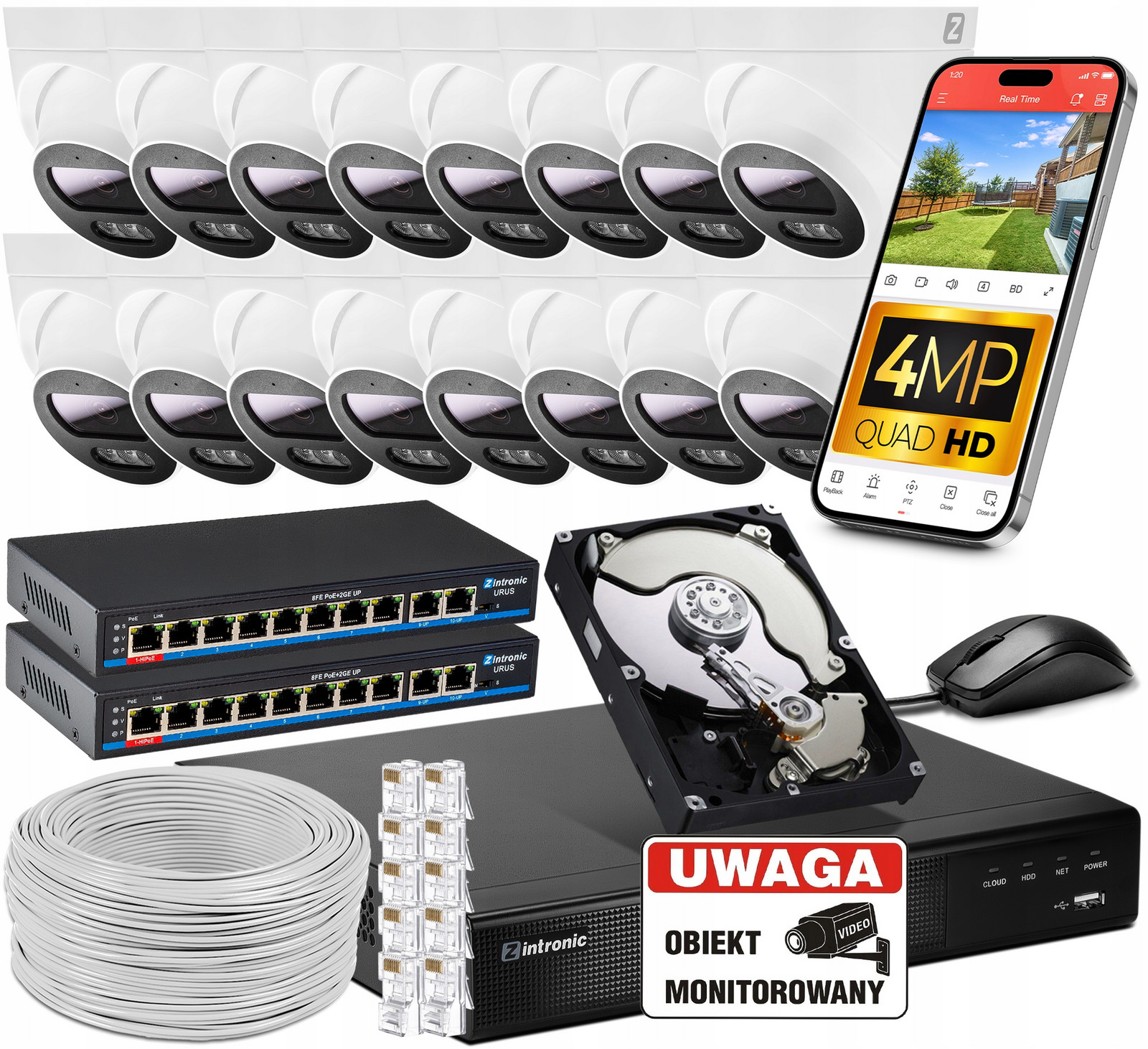 Sada pro Monitorování Ip Poe 16 Kamer 4MPx 1TB Náhled 2 Switche