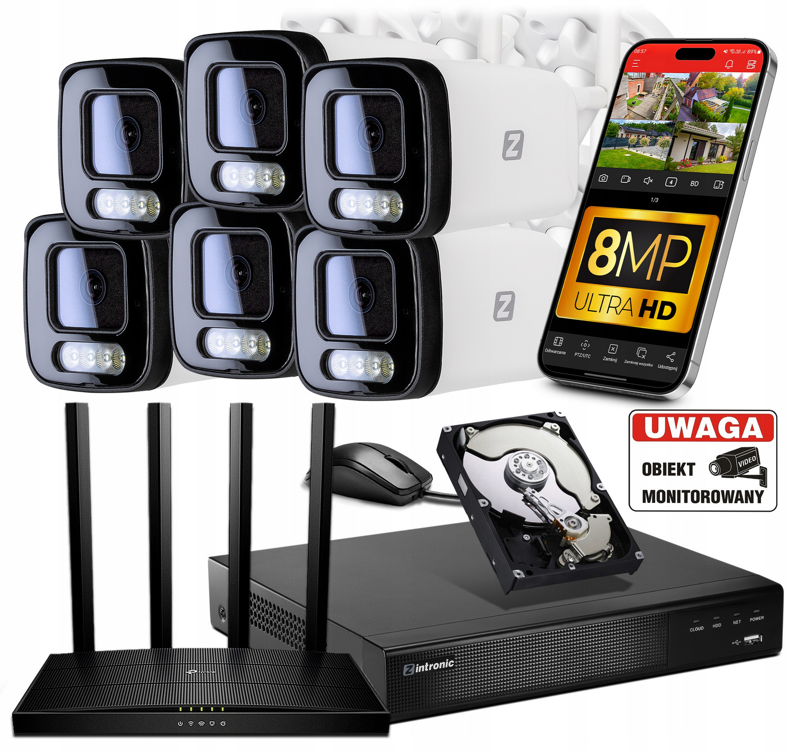 Monitorovací Set 6x Venkovní kamera Tubová Ip WiFi 8MP 4xZOOM