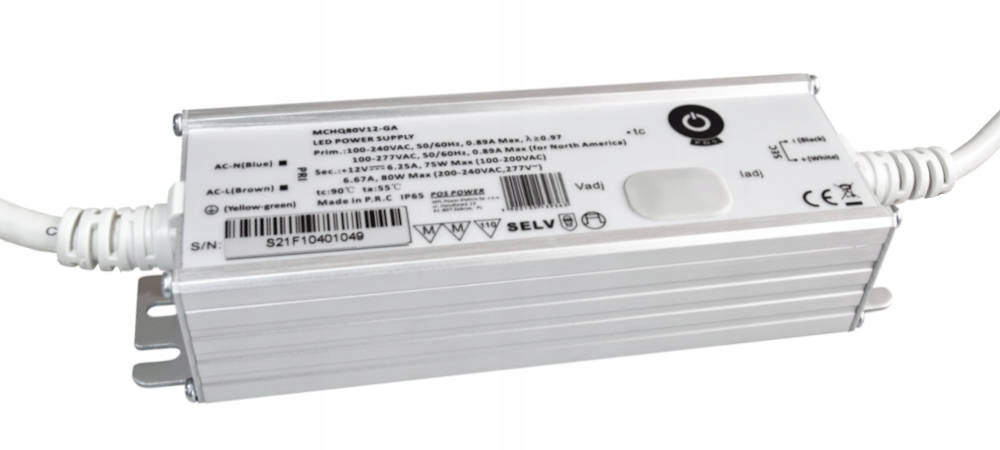 MCHQ80V24-GA: Led zdroj 24V/3.33A 80W CV, metal case, Pfc, Universal Ac