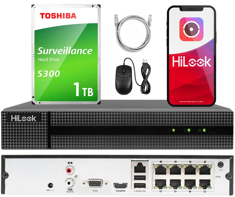 Ip rekordér s PoE switchem HiLook by Hikvision až 8MPx 2TB Hdd disk