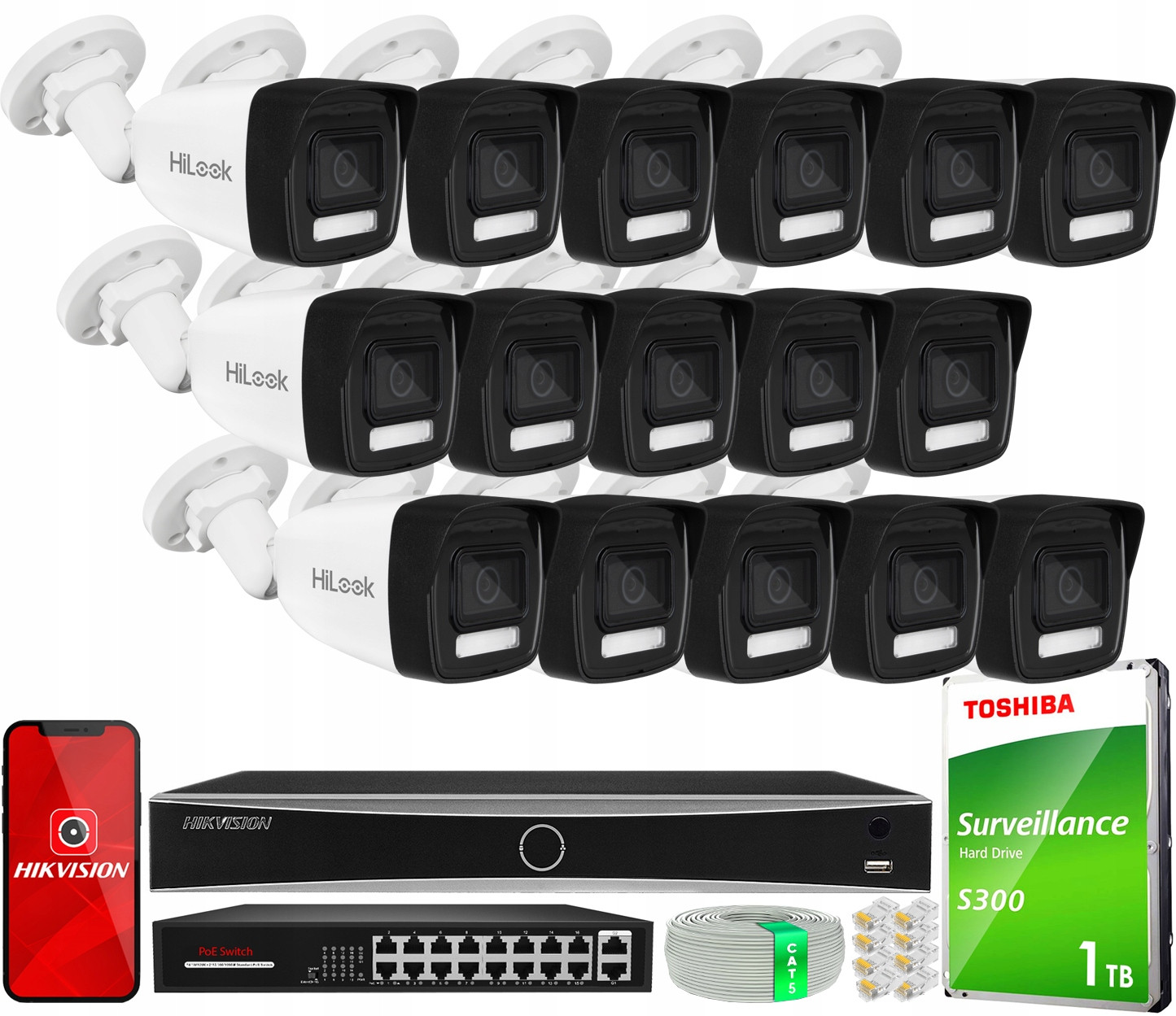 Monitorovací set 16 kamer 6Mpx IPCAM-B6-30DL AcuSense rekordér