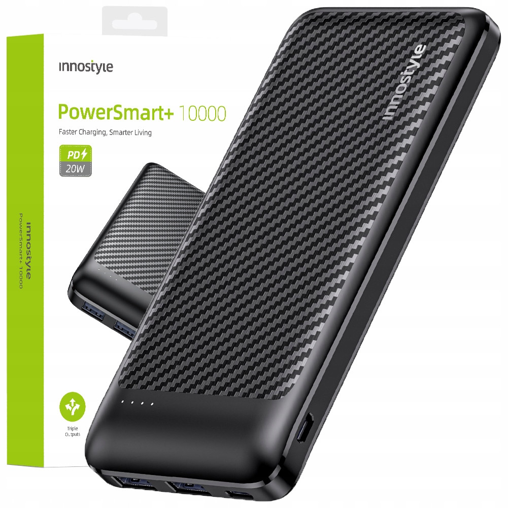 Innostyle Powersmart+ Powerbanka 10000MAH 3X Usb Usb-c 20W S Usb-c Kabelem