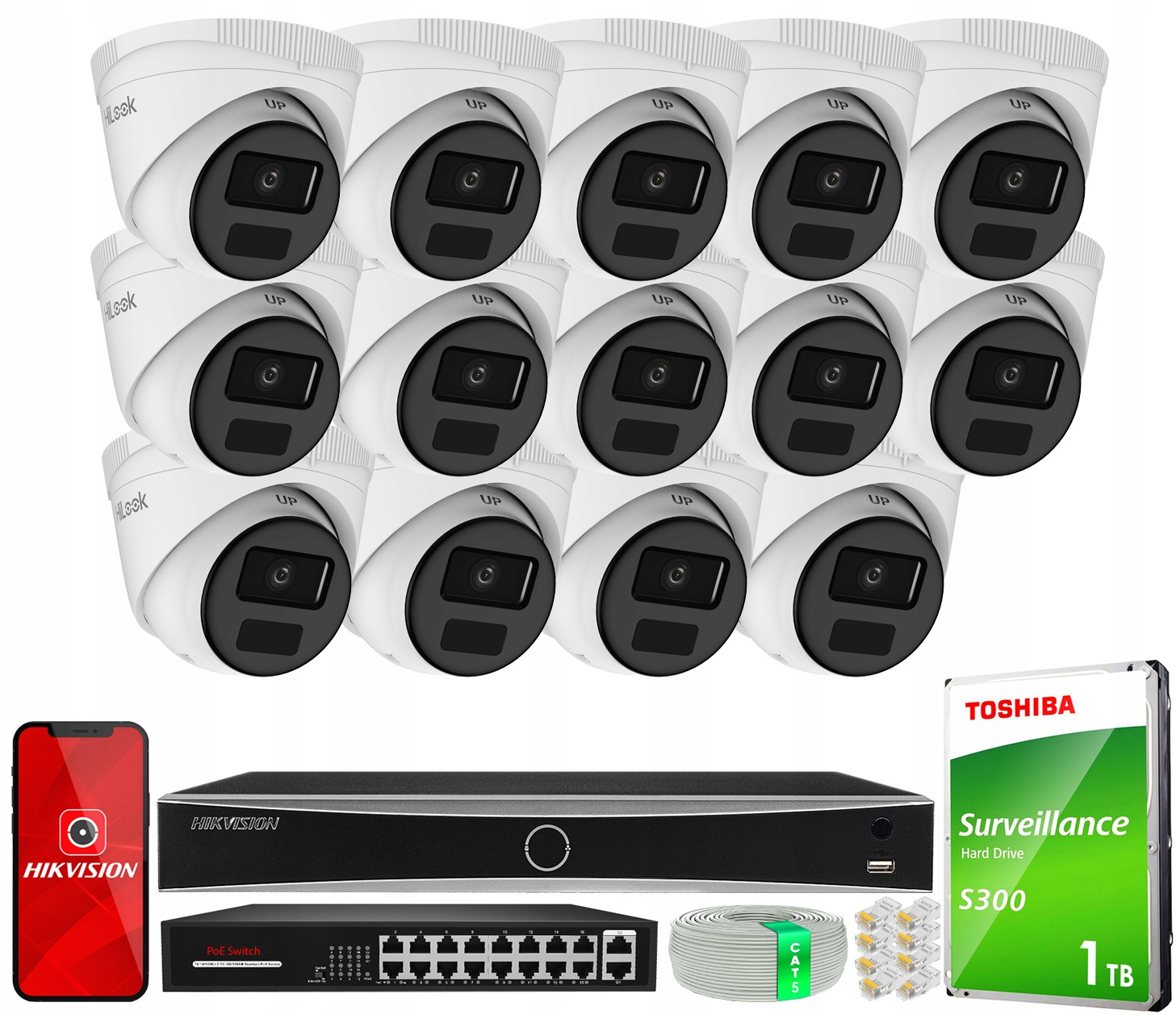 Ip monitorovací set Hikvision 14x IPCAM-T4-P 4Mpx PoE Nvr Acusense