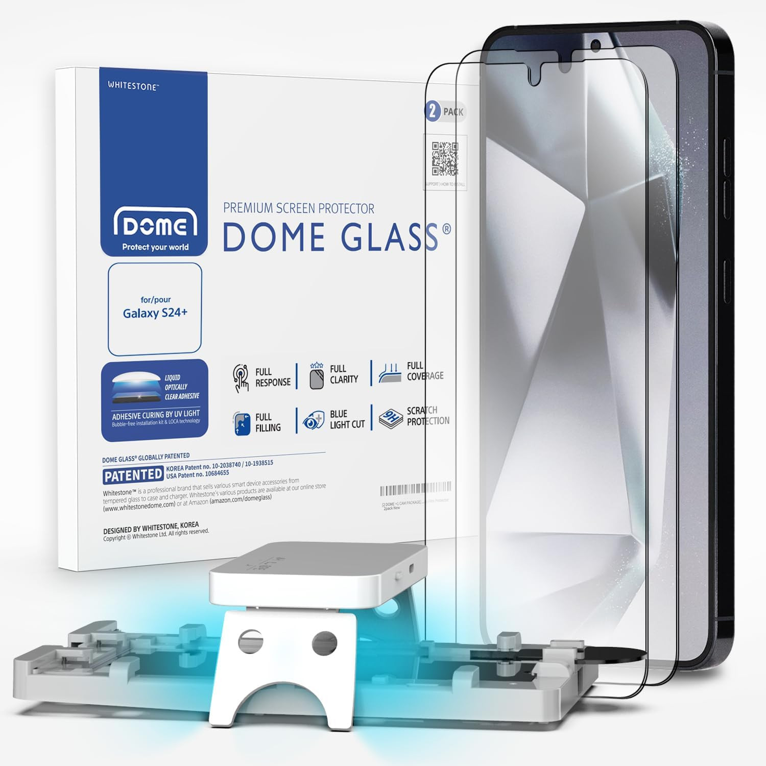 Dome Glass Whitestone Screen Protector Galaxy S24 Ultra 2 Pack