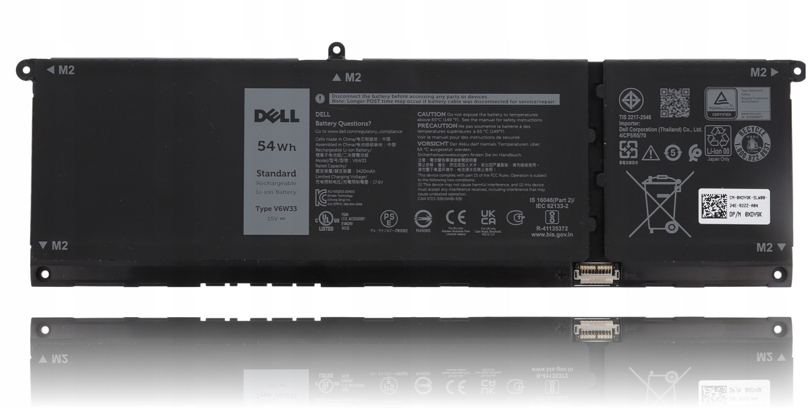 Originální baterie Dell 54Wh 4C V6W33 XDY9K XPHX8