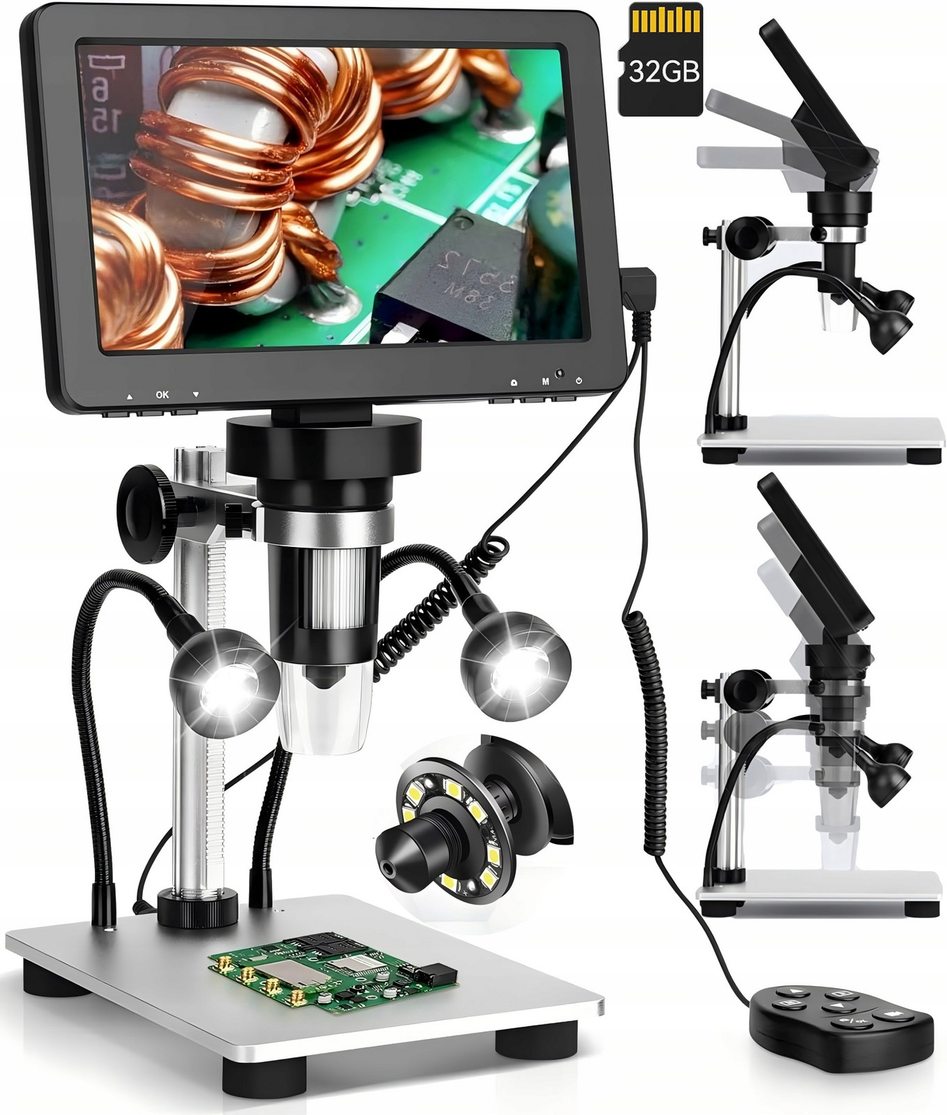 Digitální Mikroskop 1200x 12MP Hd Obrazovka 7'' 10x Led Kompatibilní Windows/Mac