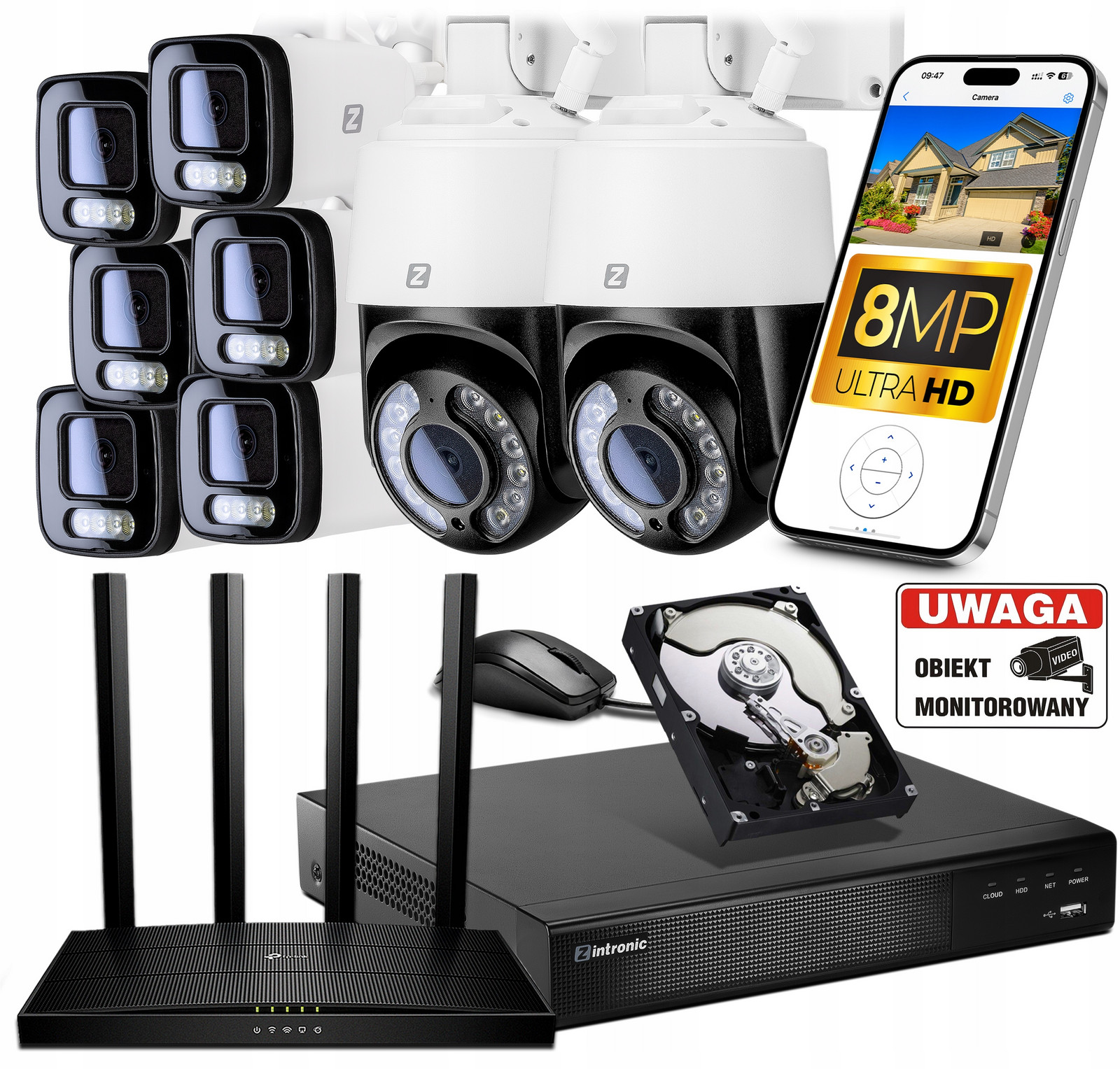 Sada pro Monitorování 8 WiFi kamer 8Mpx