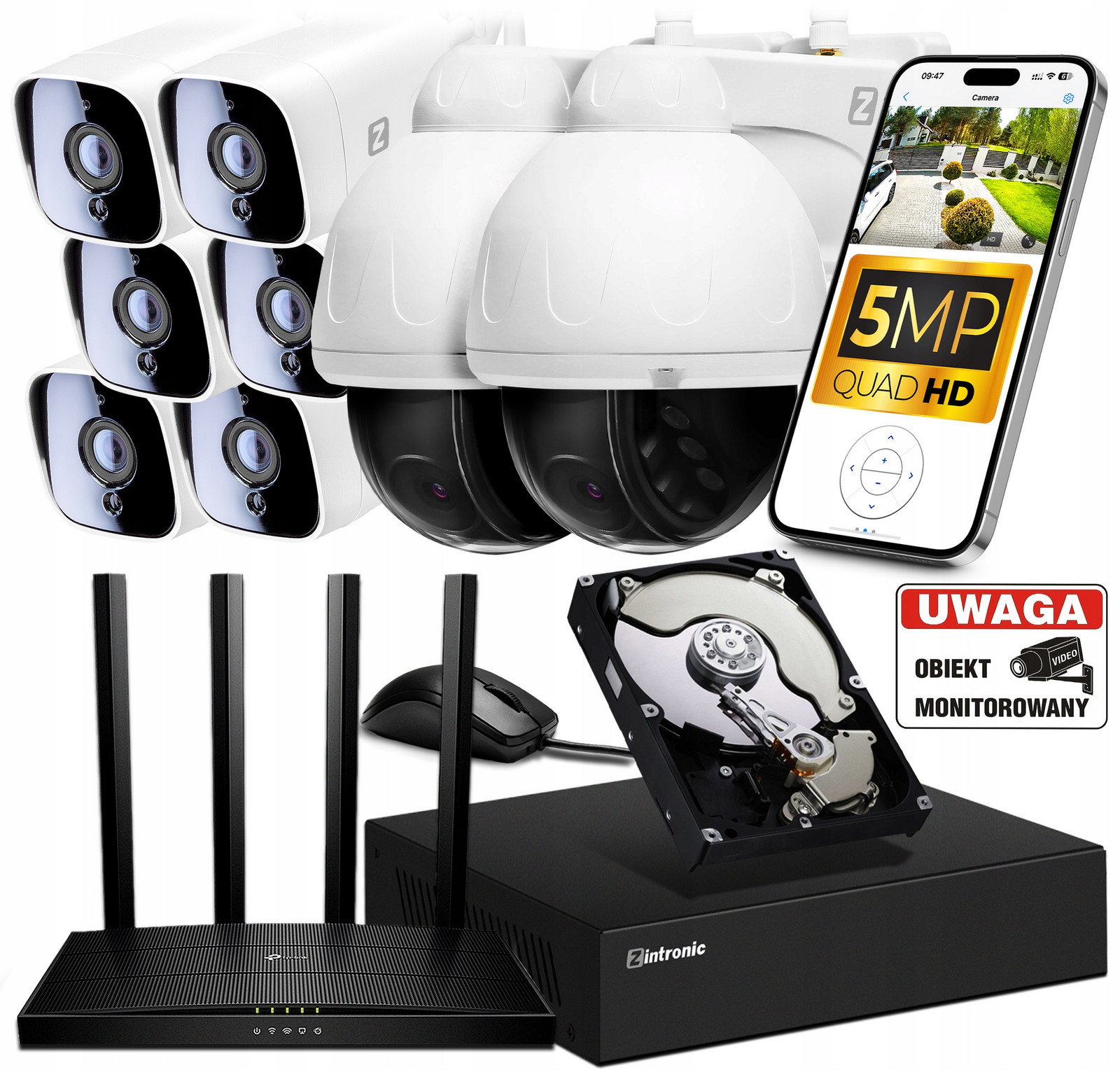 Sada pro Monitorování 8 WiFi kamer 5Mpx 1TB