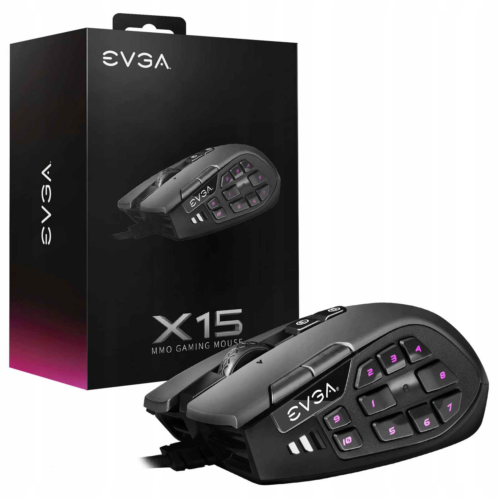 Evga Myš X15 Mmo, 8K, drátová, černá,