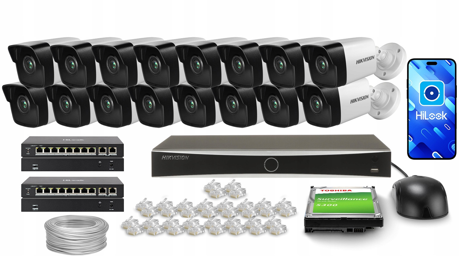 Ip monitorovací sada 16x DS-2CD1041G0-I/PL(2.8MM) 4MPx Aplikace Hikvision