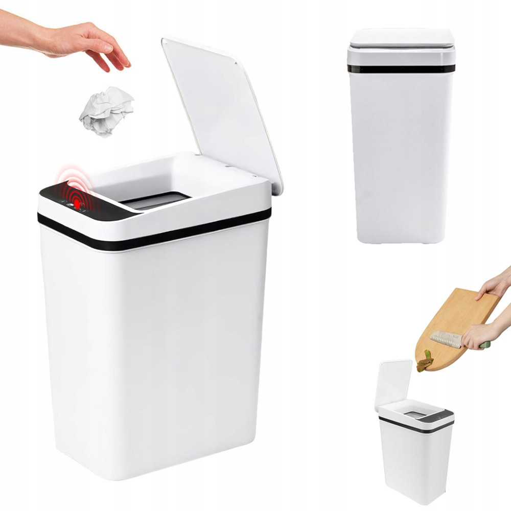 Odpadkový Koš Koupelnový 12L Bezdotykový Inteligentní Se Senzorem Bílý