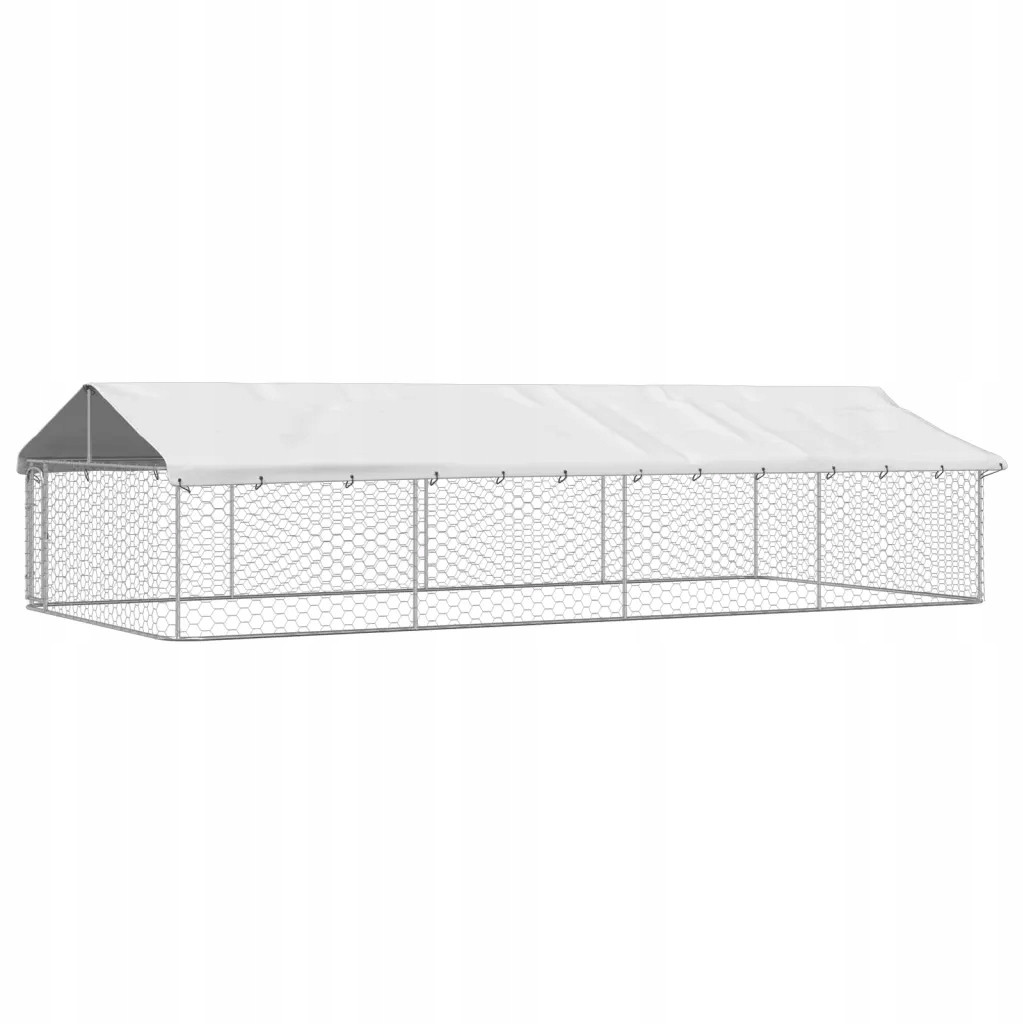 Venkovní klec pro psa 600x300x150 cm, stříbrná