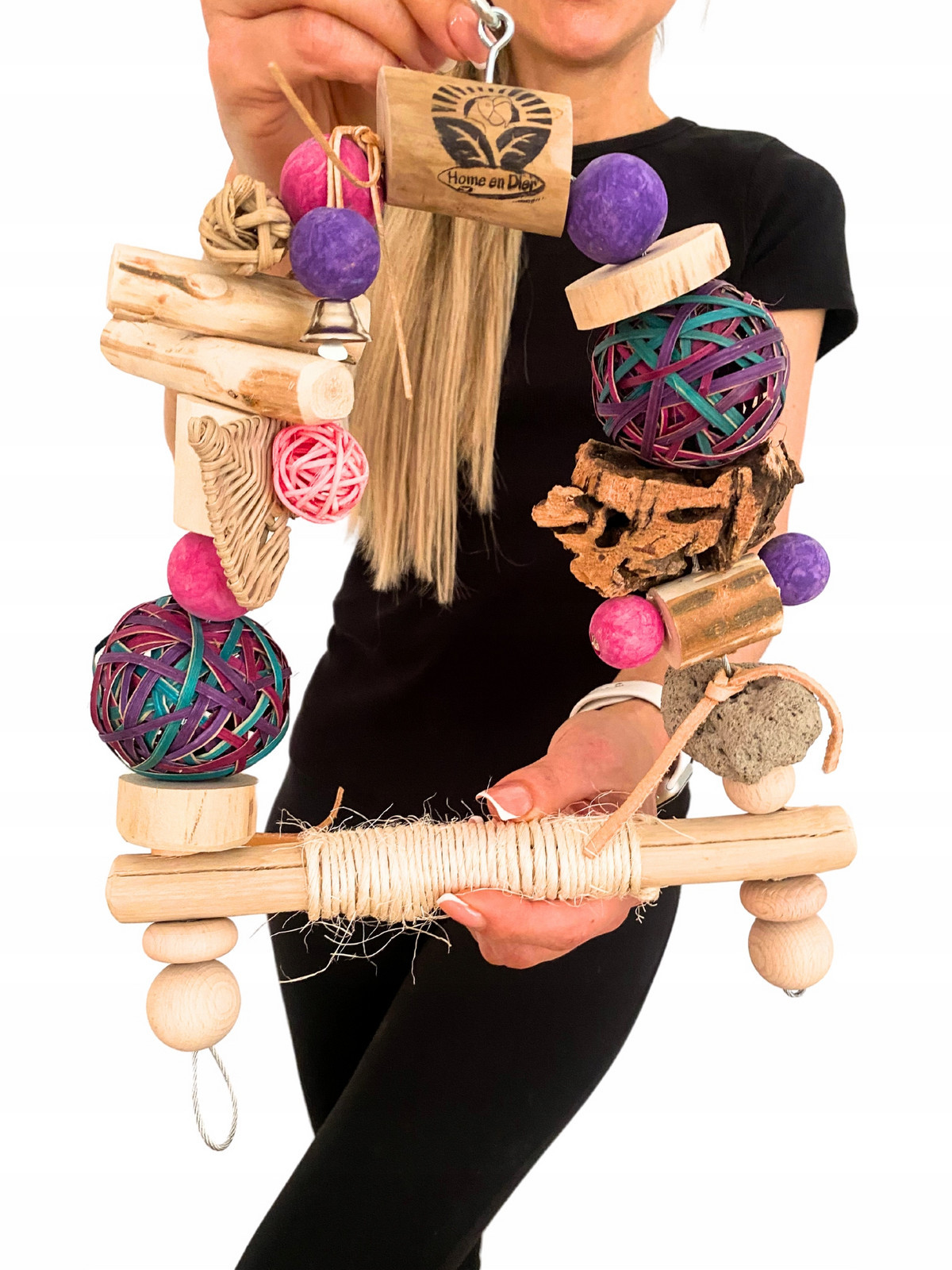 Geniální Houpačka Barevná hračka pro papoušky s javovým stromem