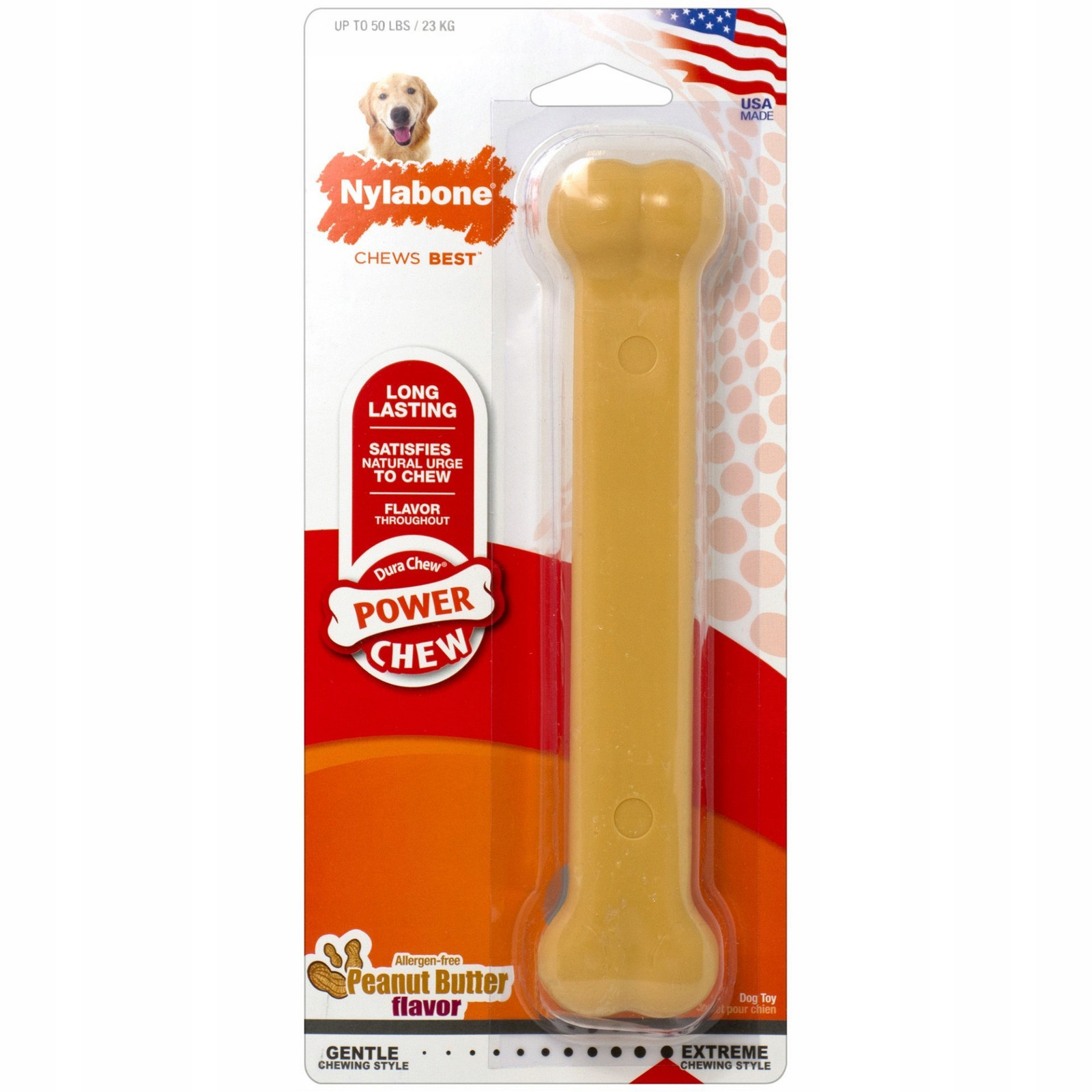 Nylabone Extreme Dura Chew Bone kousátko pro psa, příchuť arašídové máslo L