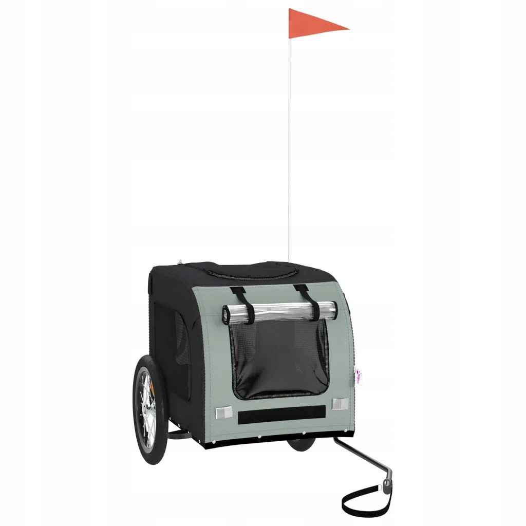 Přívěs na kolo pro zvířata, černo-šedý, 125x64x66cm