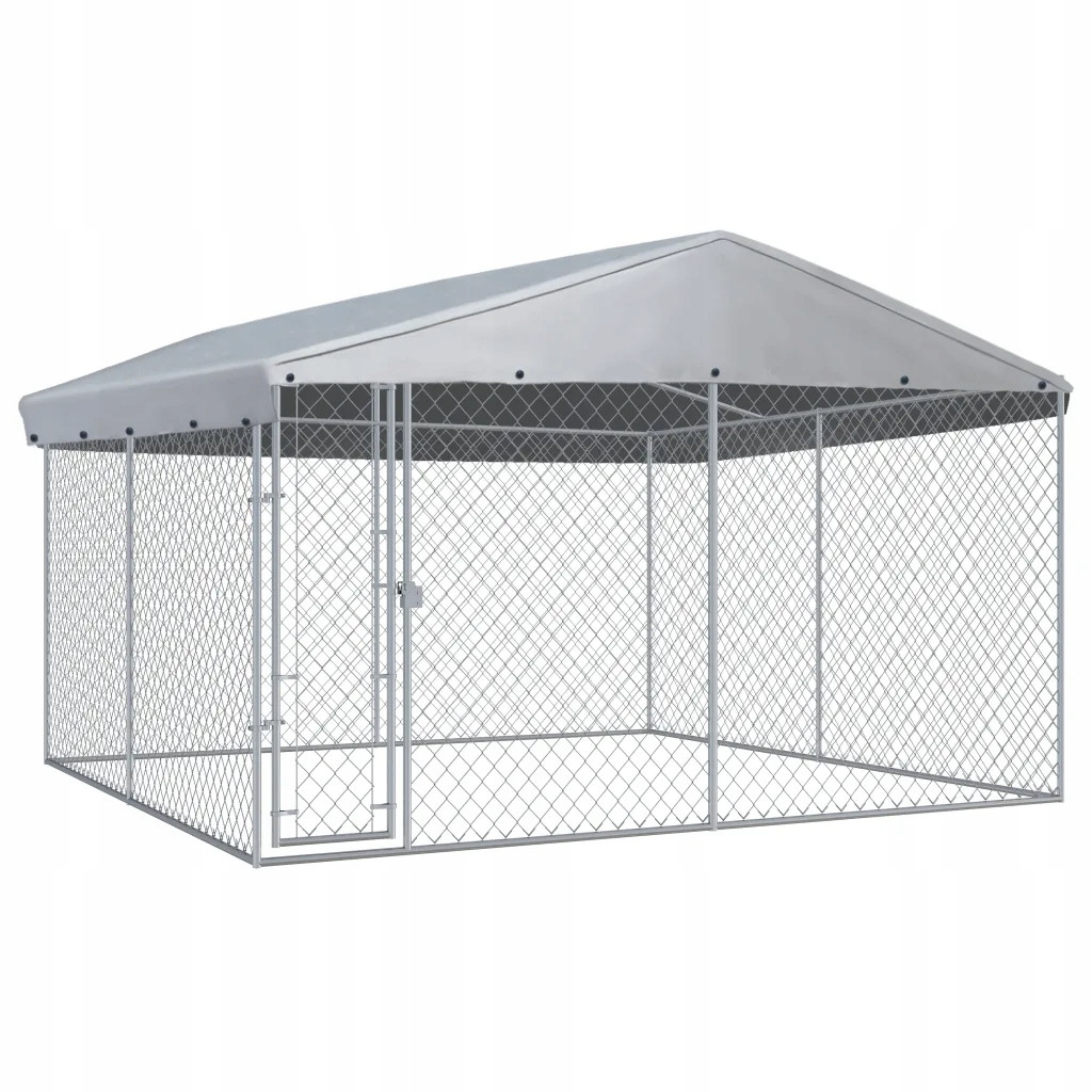 Kotec pro psa XXL se zastřešením, ocel galv., 382x382x225 cm, antracit