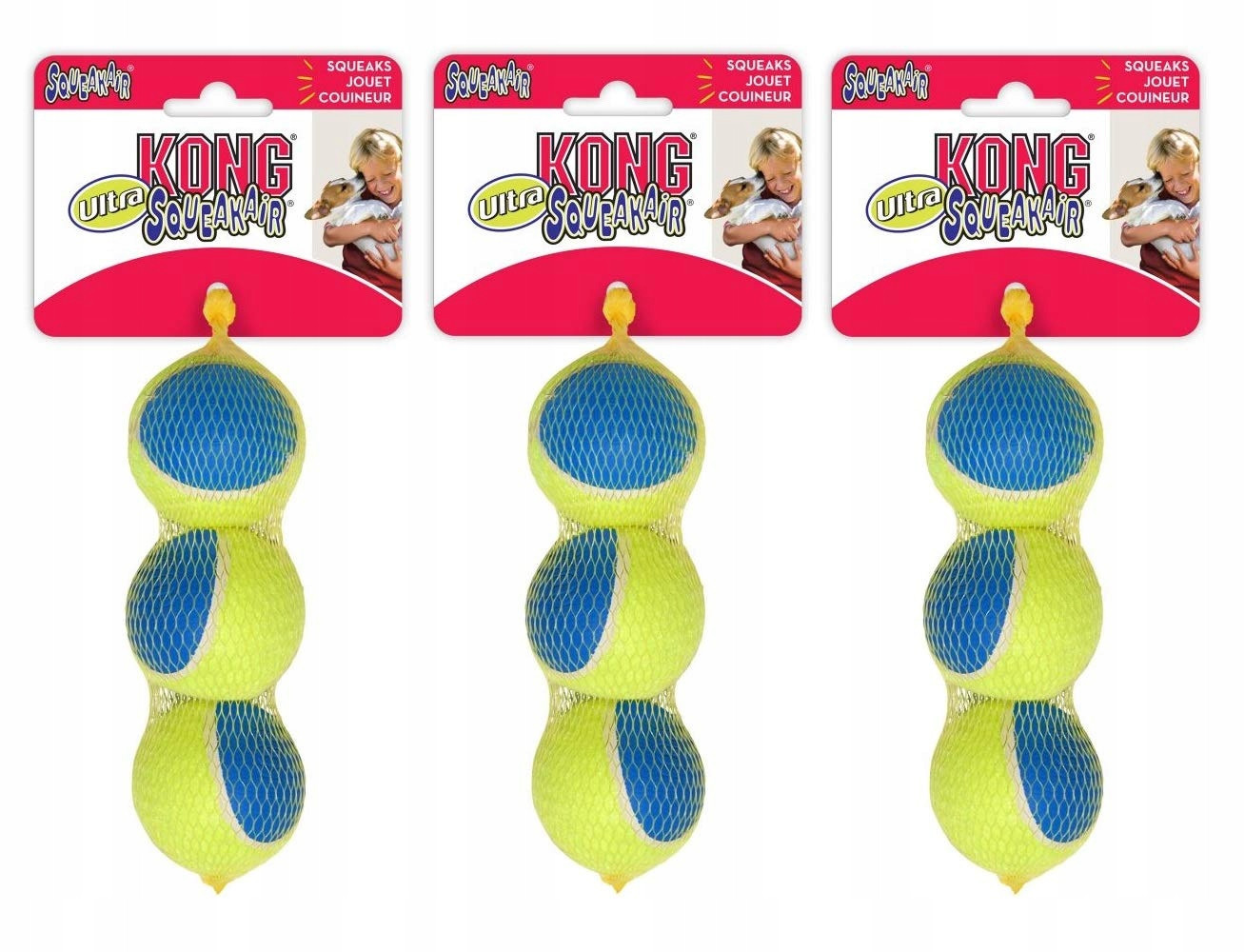 Míček pro psy Kong Ultra Squeakair Ball M (6cm) 3 ks AUT2E